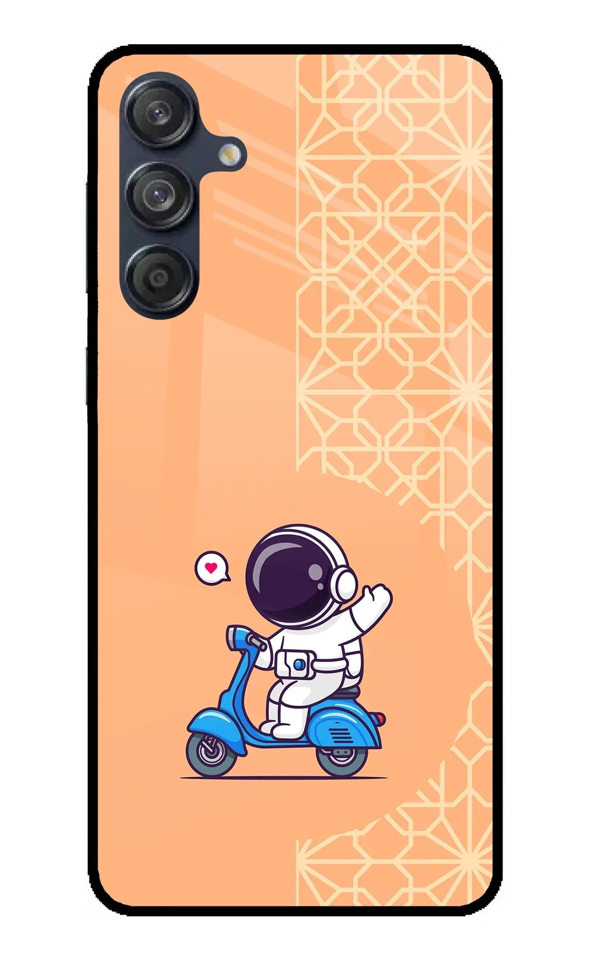 Cute Astronaut Riding Samsung M55 5G Glass Case