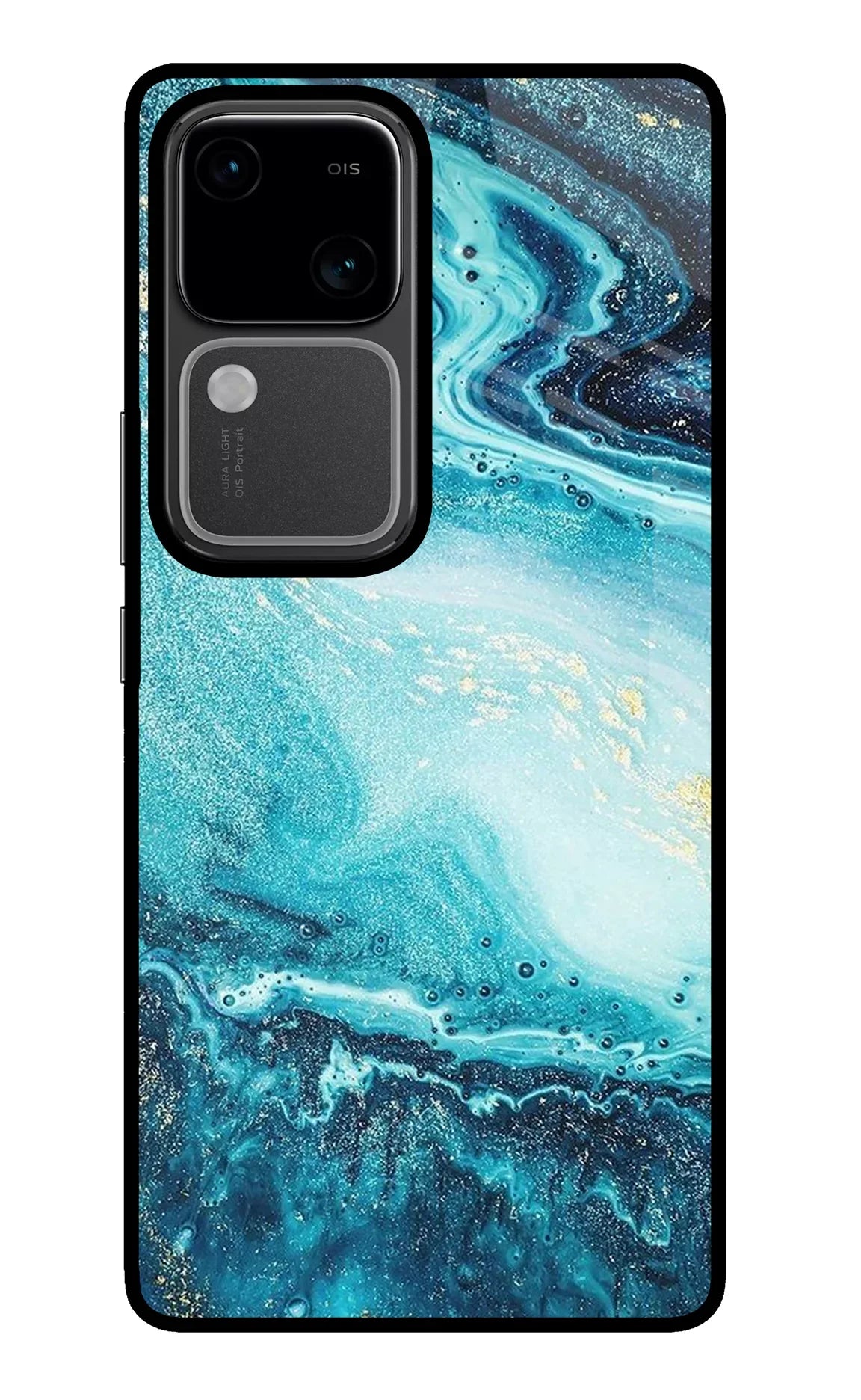 Blue Glitter Marble Vivo V30 5G Back Cover