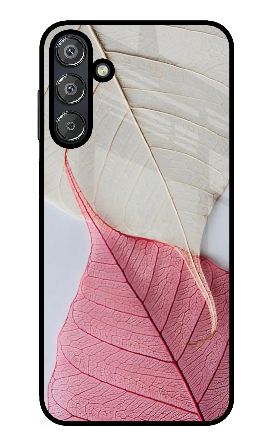 White Pink Leaf Samsung F15 5G Glass Case