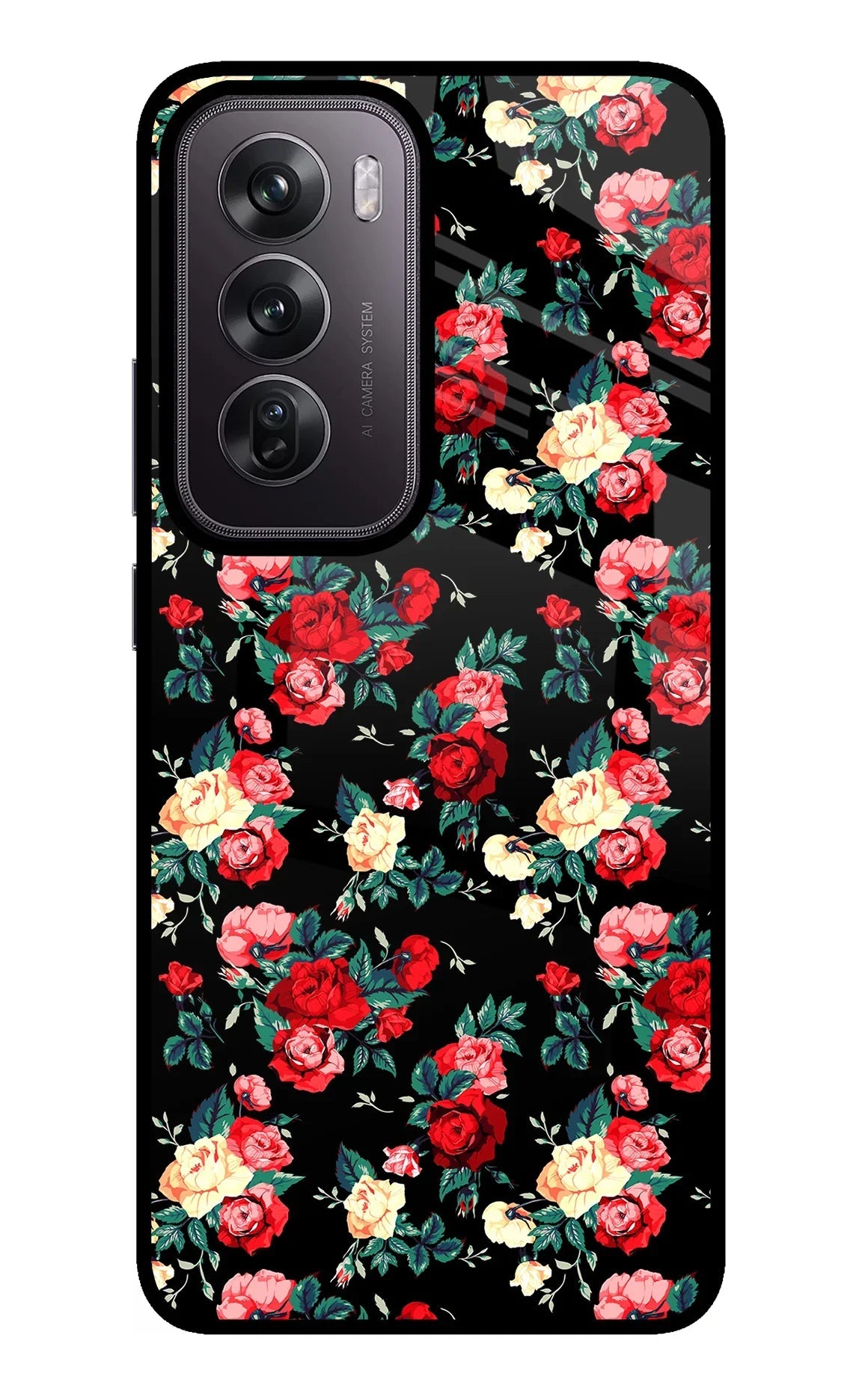 Rose Pattern Oppo Reno12 Pro 5G Glass Case