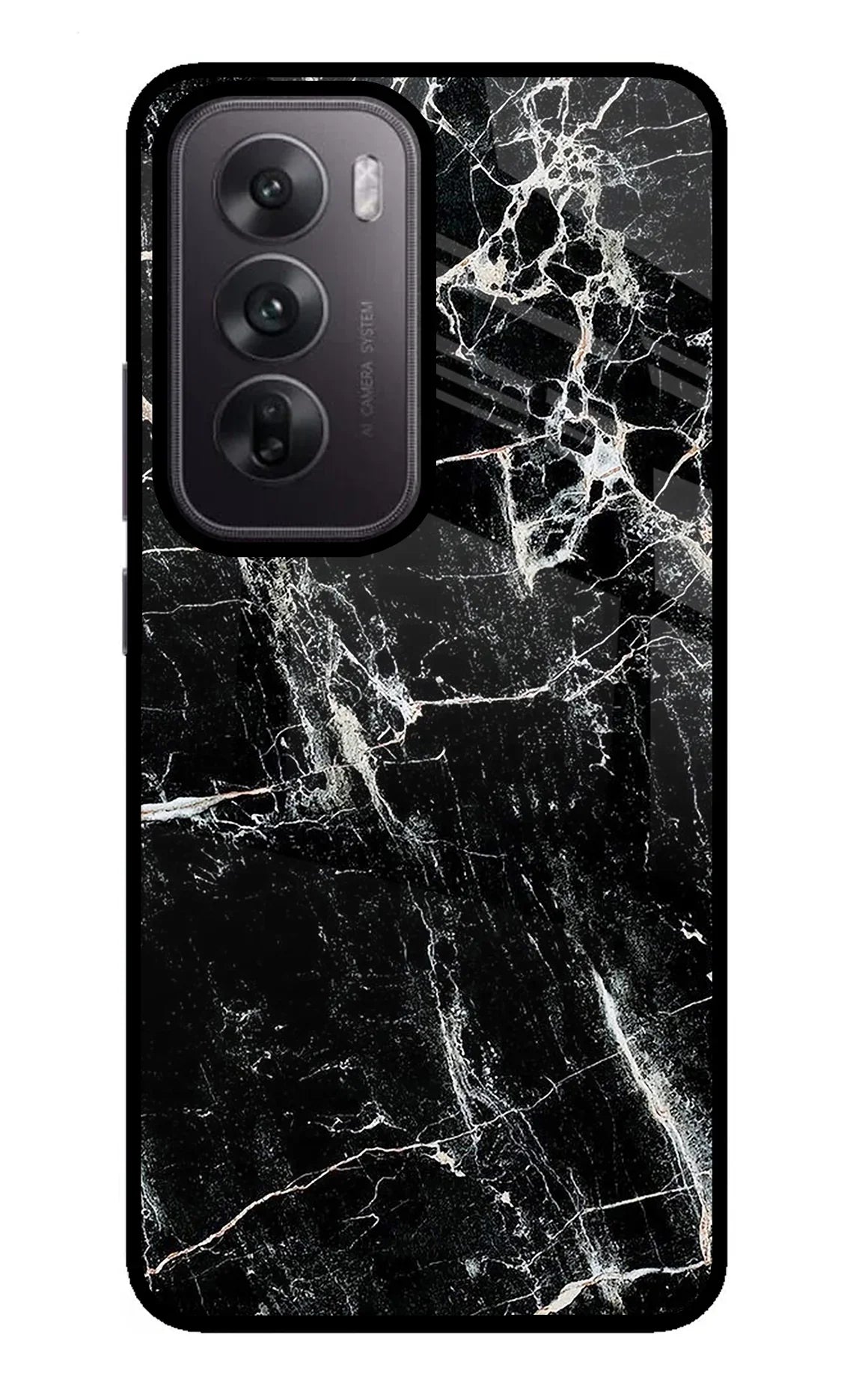 Black Marble Texture Oppo Reno12 5G Back Cover