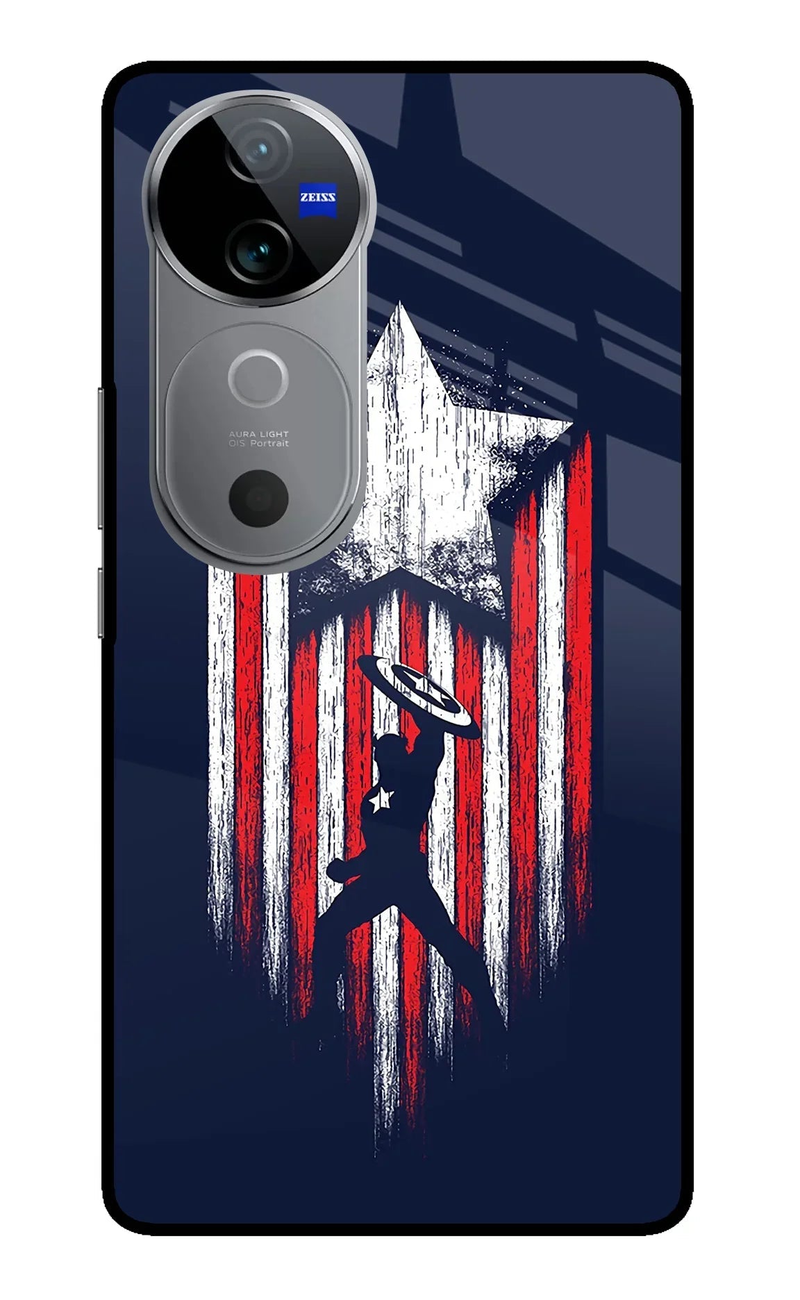 Captain America Marvel Art Vivo V40 5G Glass Case