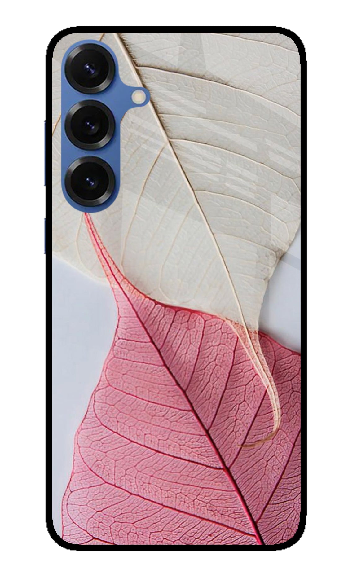 White Pink Leaf Samsung S25 Back Cover