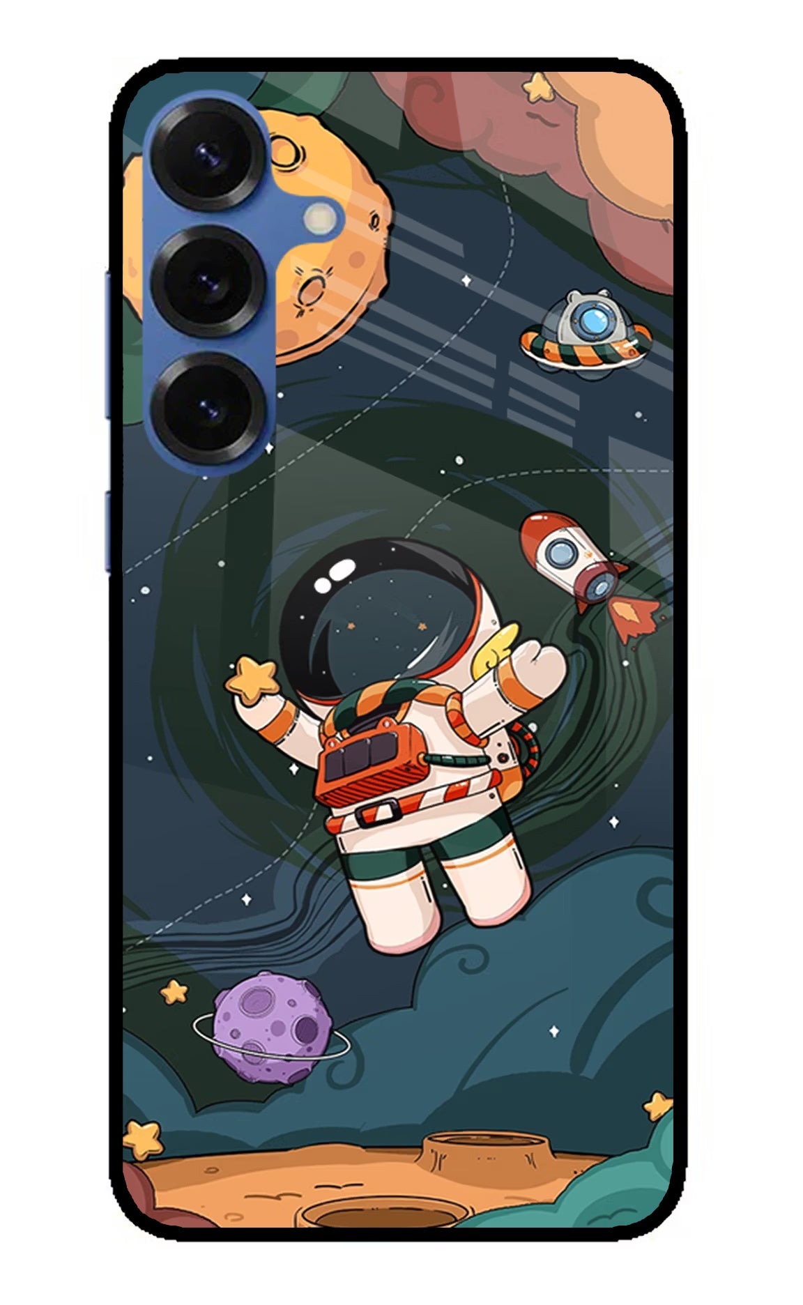Cartoon Astronaut Samsung S25 Plus Glass Case