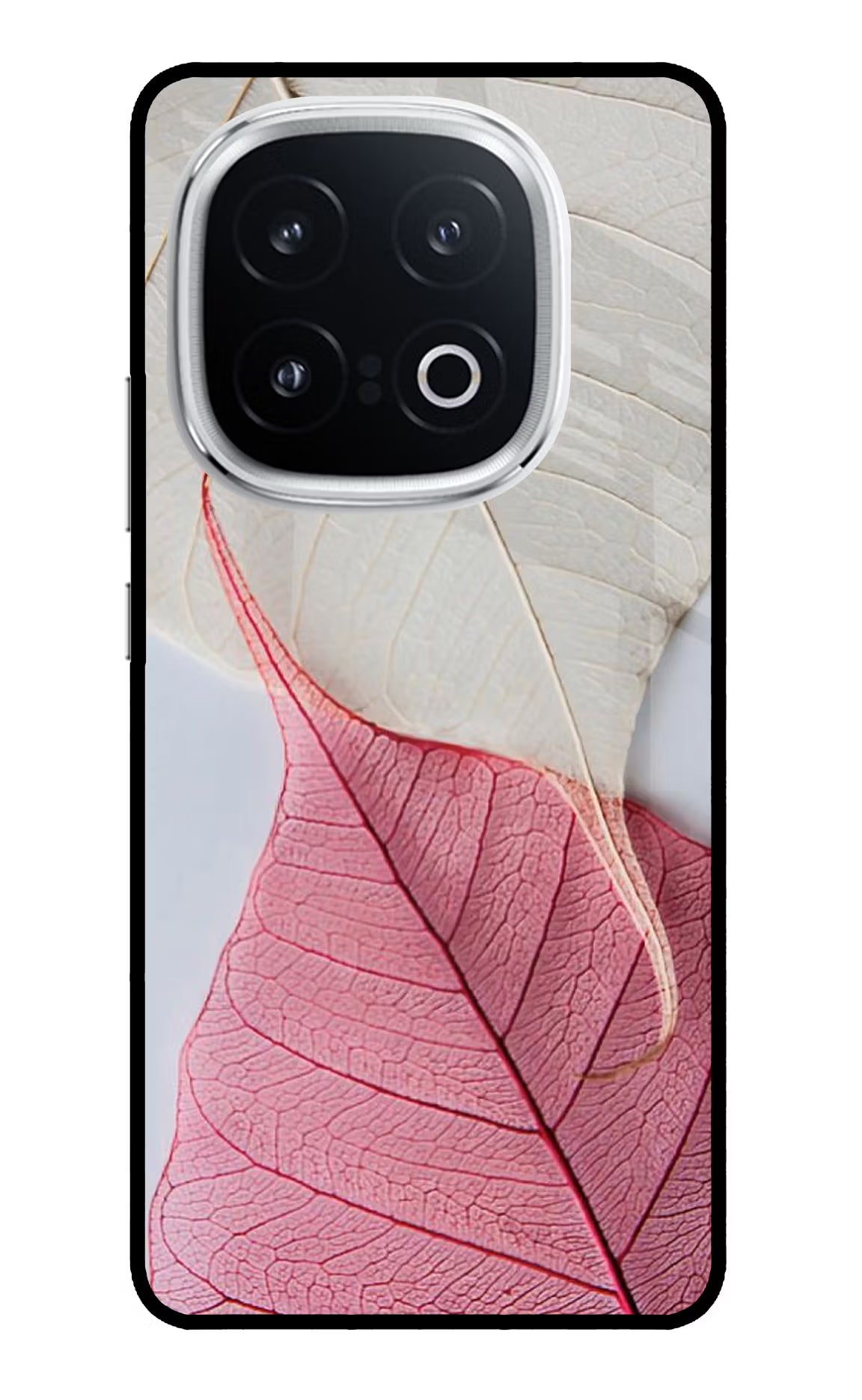 White Pink Leaf iQOO 13 5G Glass Case
