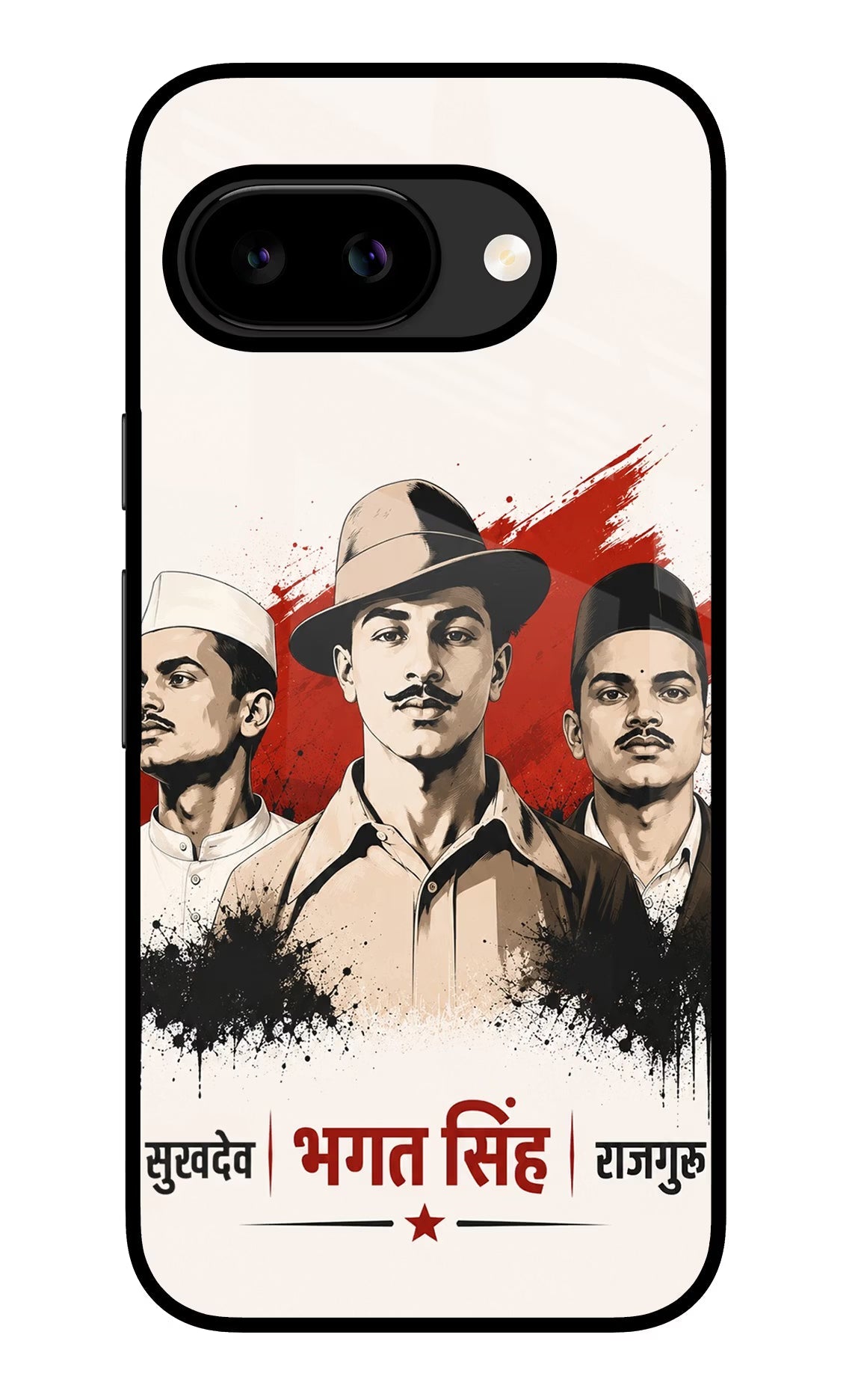 Bhagat Singh Trio Google Pixel 9a Back Cover Glass Case - Hello Swanky