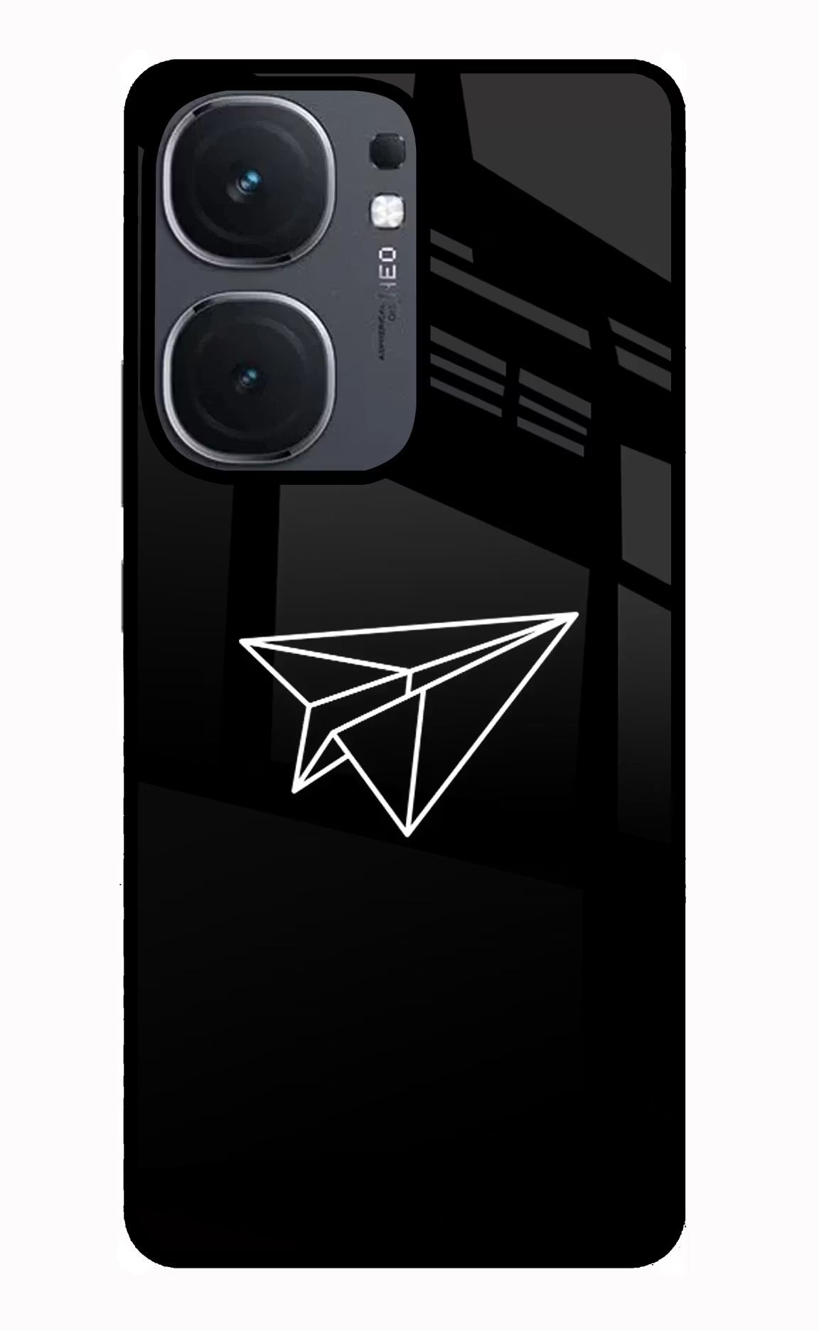 Paper Plane White iQOO Neo 9 Back Cover Glass Case - Hello Swanky