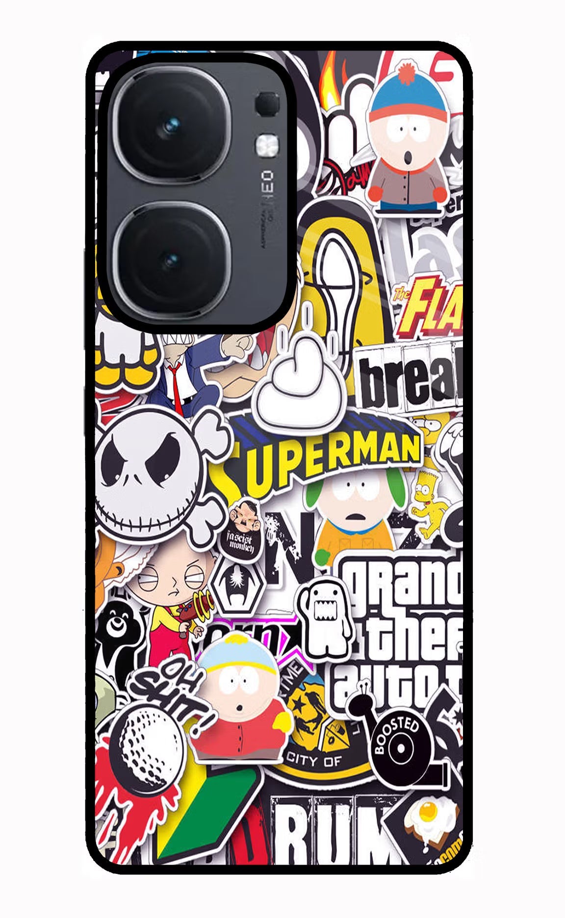 Sticker Bomb iQOO Neo 9 Back Cover Glass Case - Hello Swanky