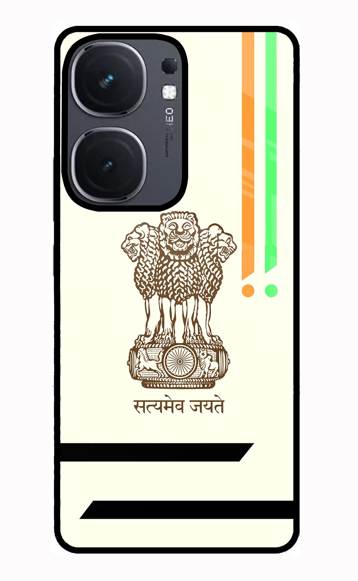Satyamev Jayate Brown Logo iQOO Neo 9 Back Cover Glass Case - Hello Swanky