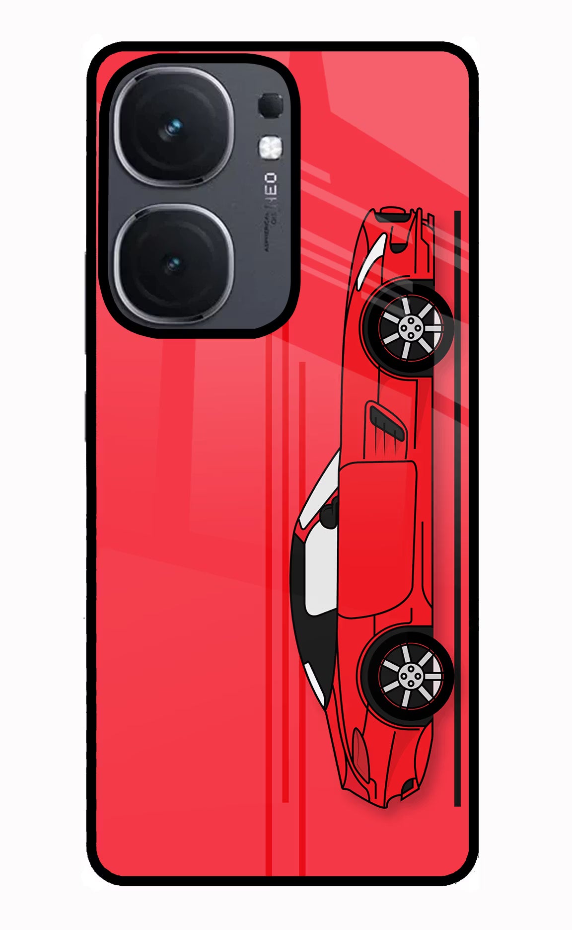 Red Velocity iQOO Neo 9 Back Cover Glass Case - Hello Swanky