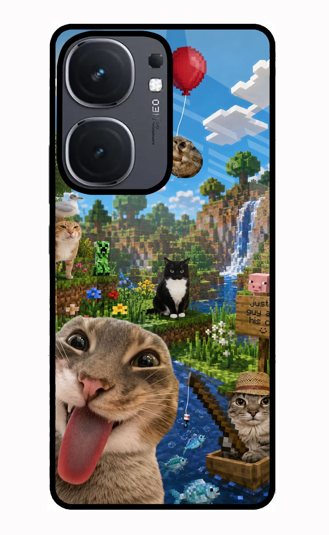 Minecraft Cat Chaos iQOO Neo 9 Back Cover Glass Case - Hello Swanky