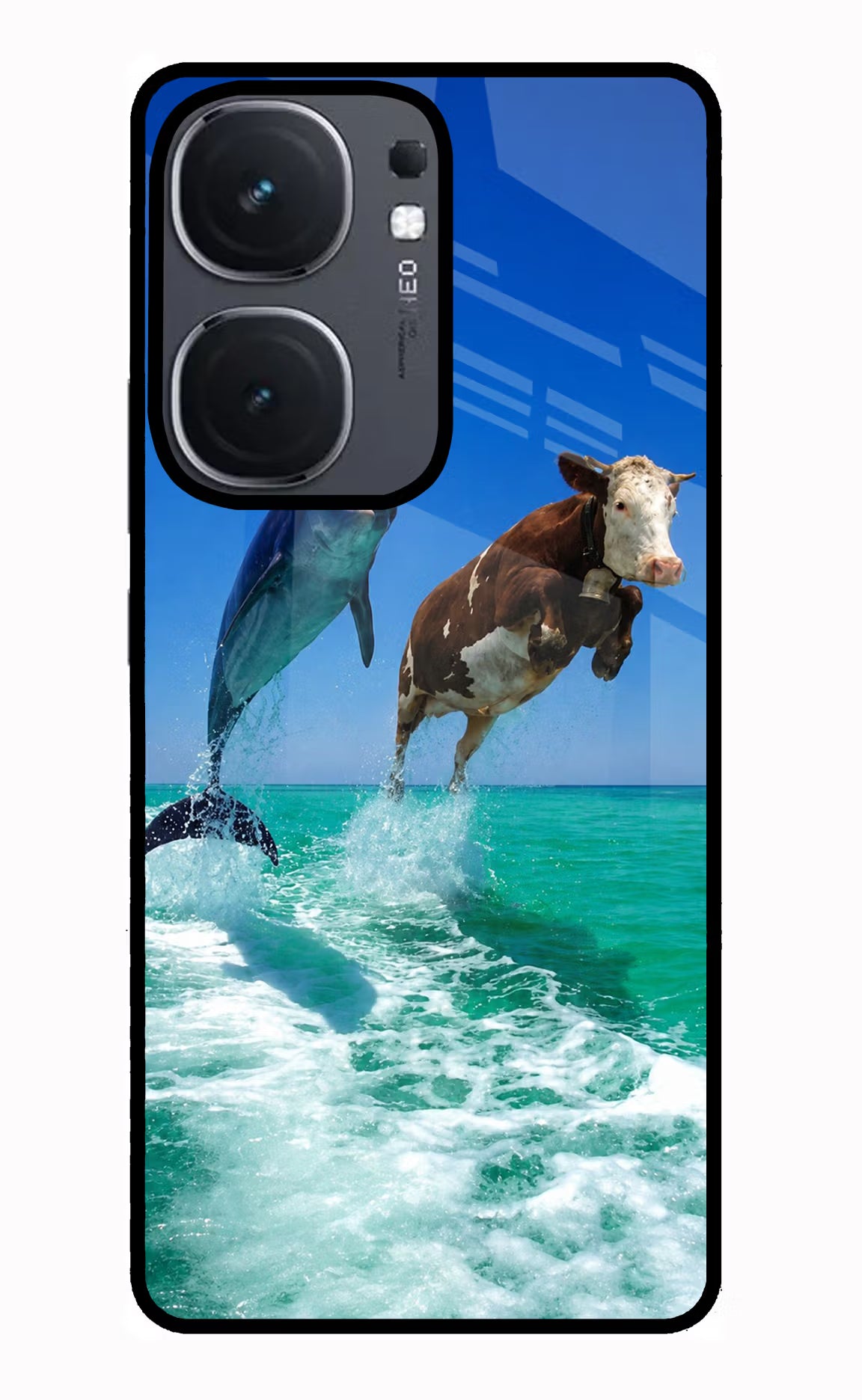 Dolphin Vs Cow iQOO Neo 9 Back Cover Glass Case - Hello Swanky