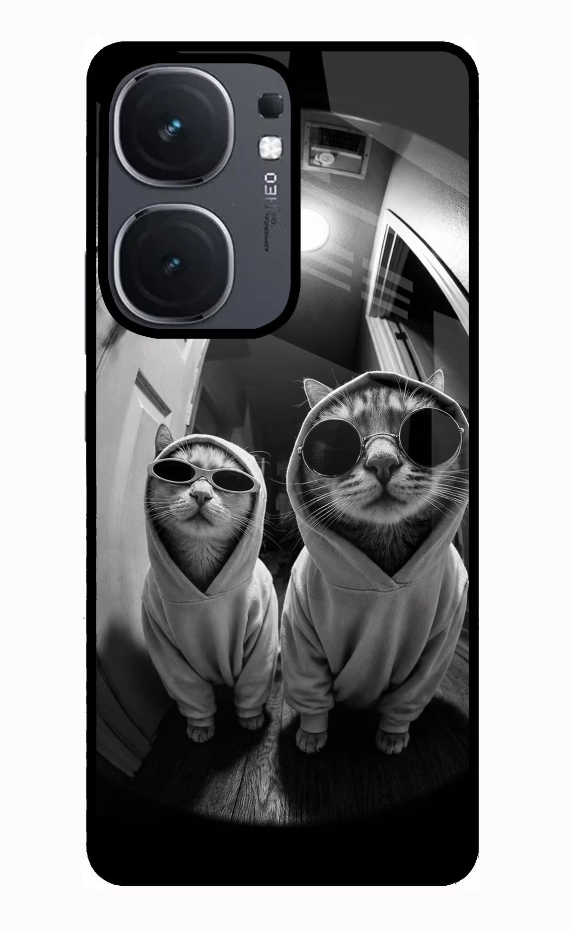 Hood Cats iQOO Neo 9 Back Cover Glass Case - Hello Swanky