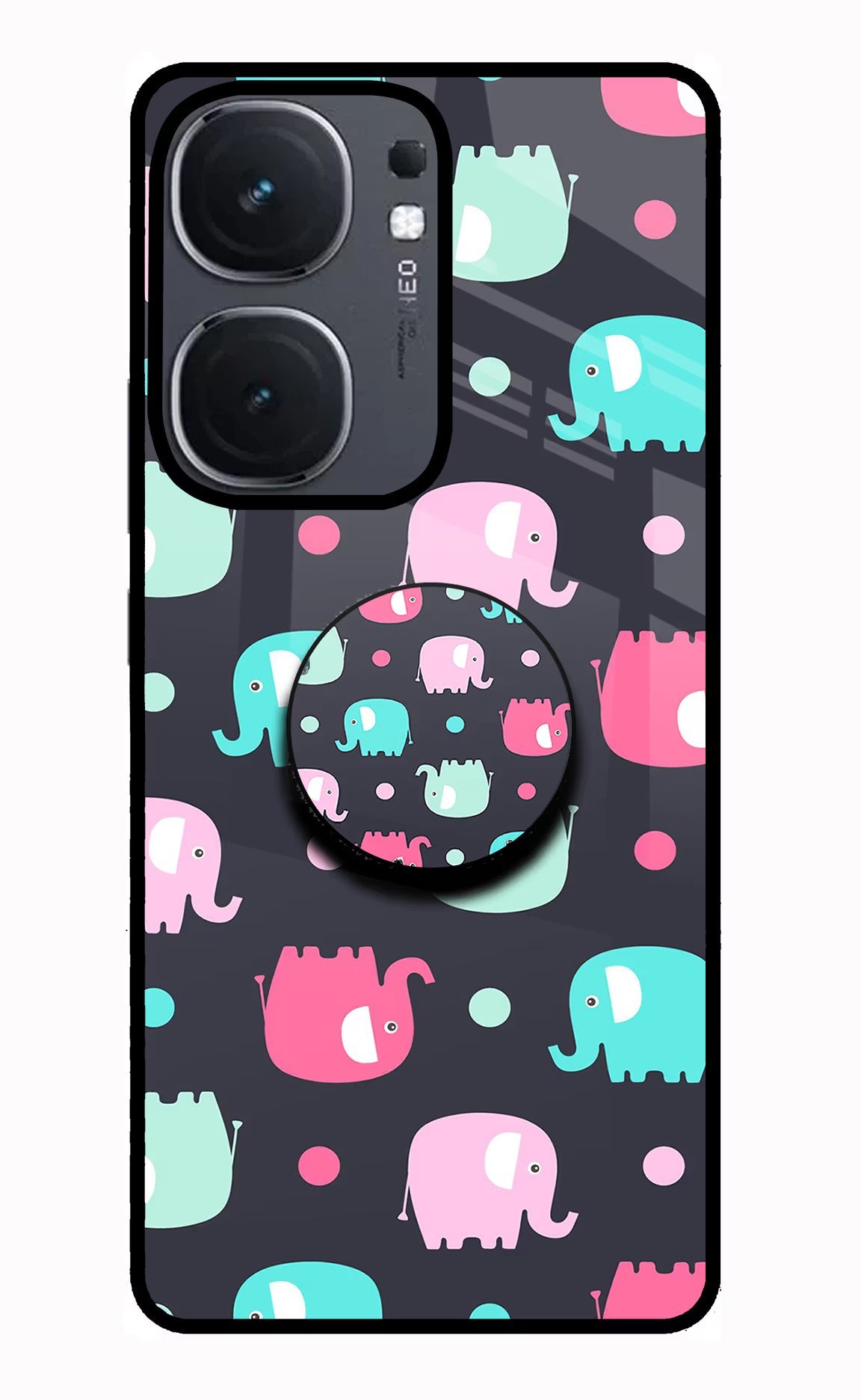 Baby Elephants iQOO Neo 9 Back Cover Glass Case - Hello Swanky