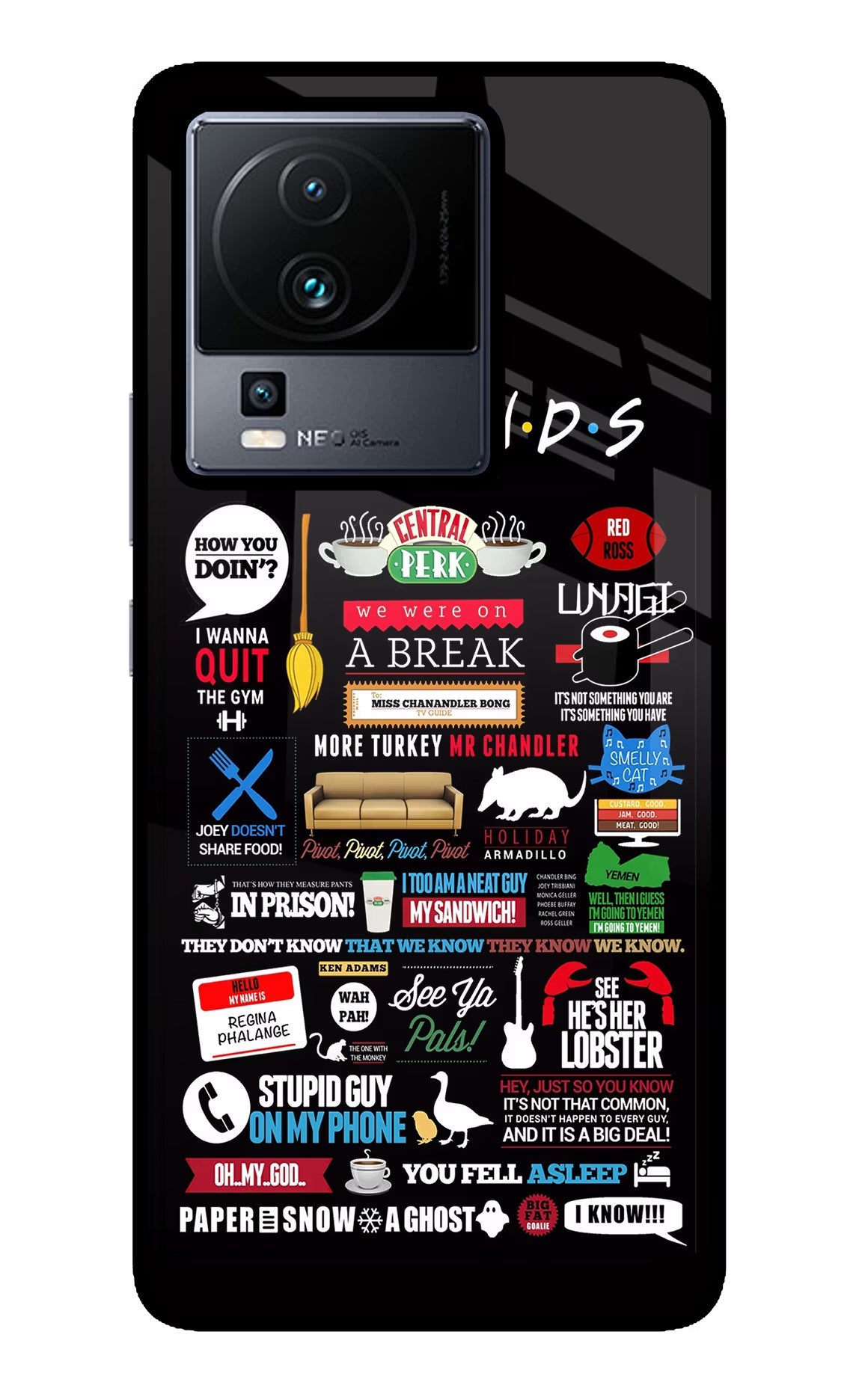 FRIENDS iQOO Neo 7 Pro Back Cover Glass Case - Hello Swanky