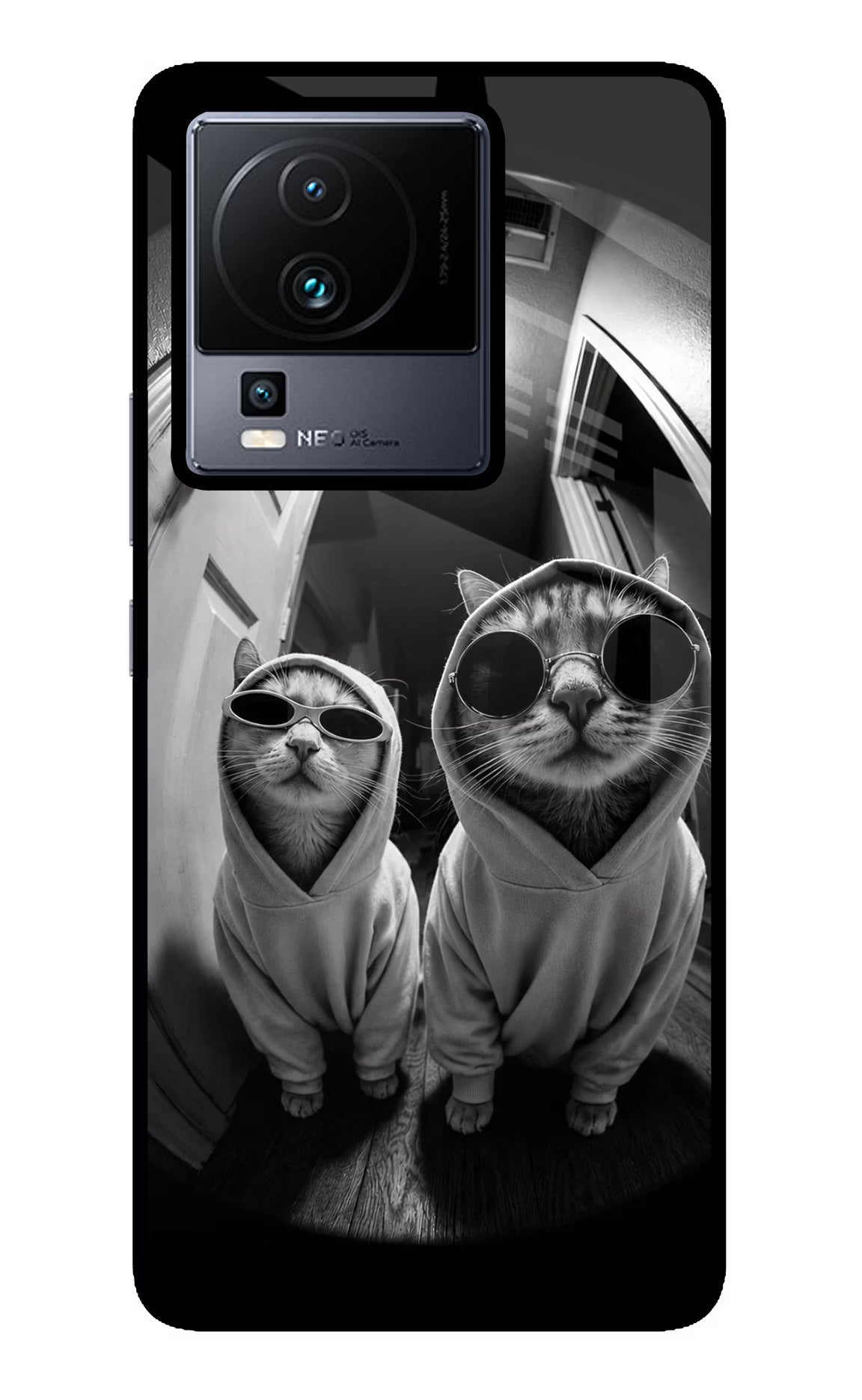 Hood Cats iQOO Neo 7 Pro Back Cover Glass Case - Hello Swanky