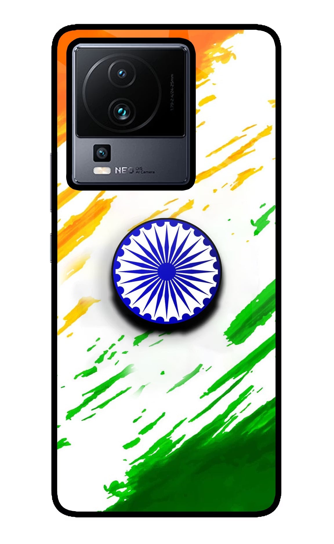Indian Flag Ashoka Chakra iQOO Neo 7 Pro Back Cover Glass Case - Hello Swanky