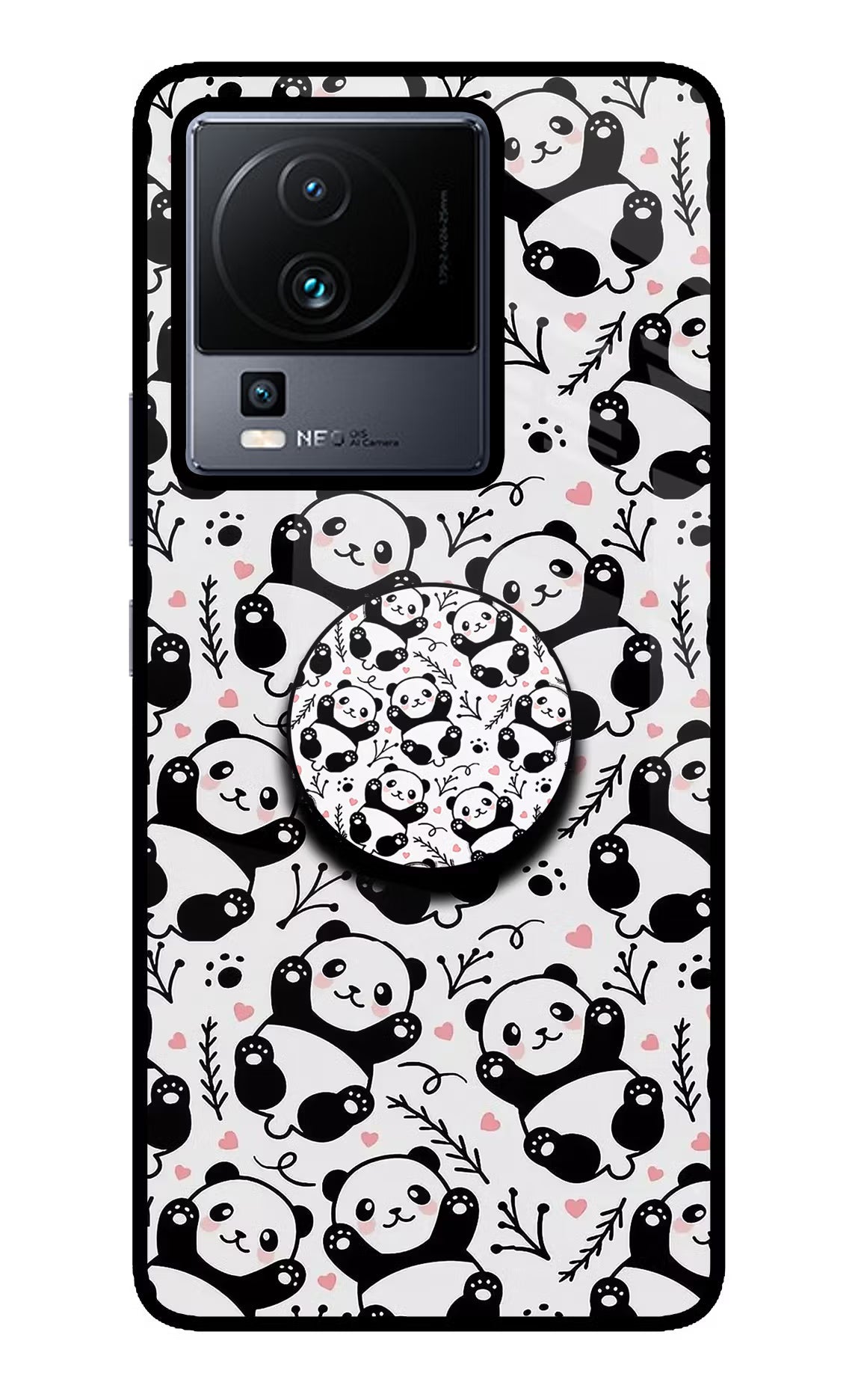 Cute Panda iQOO Neo 7 Pro Back Cover Glass Case - Hello Swanky