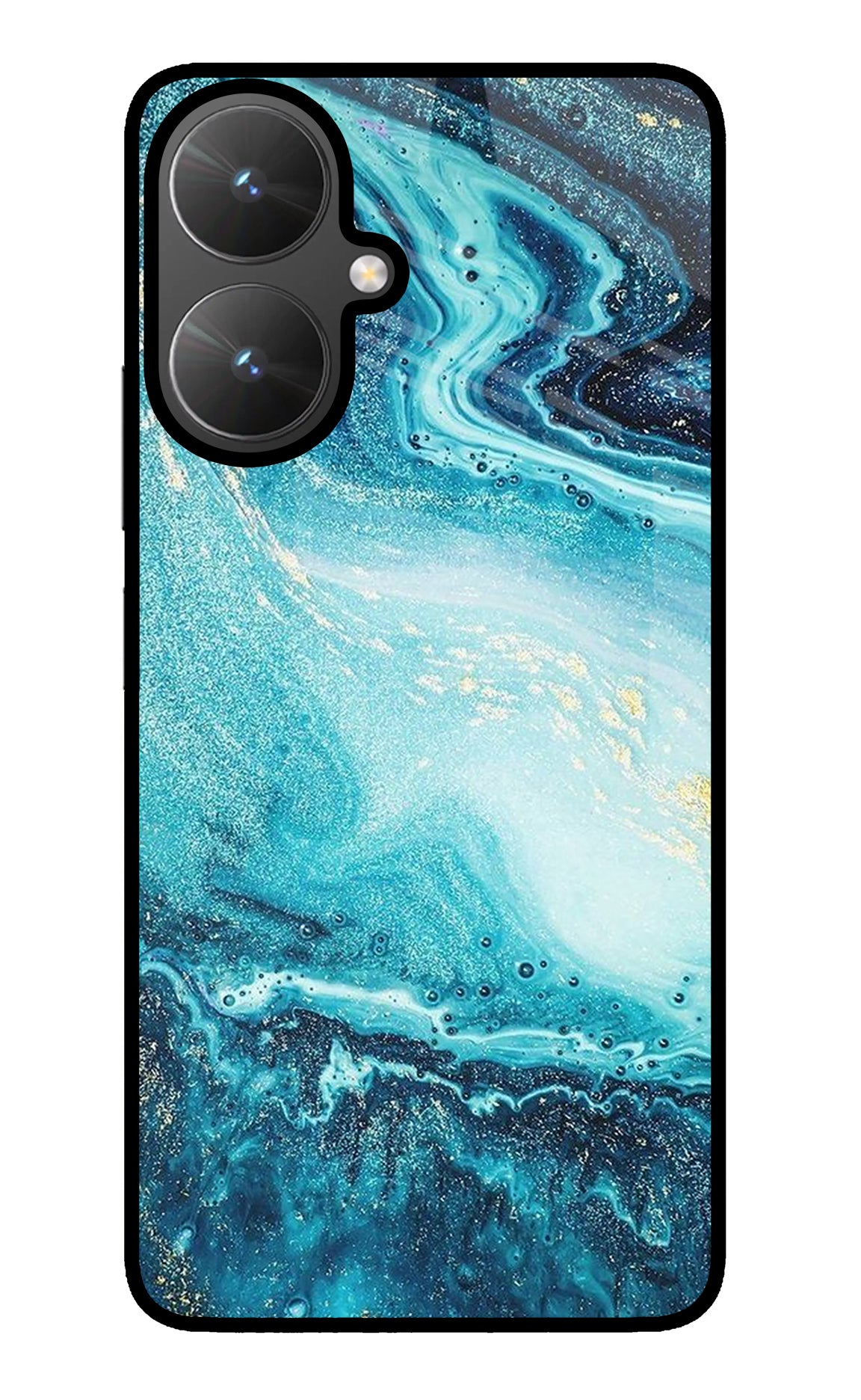 Blue Glitter Marble Poco M6 5G Back Cover