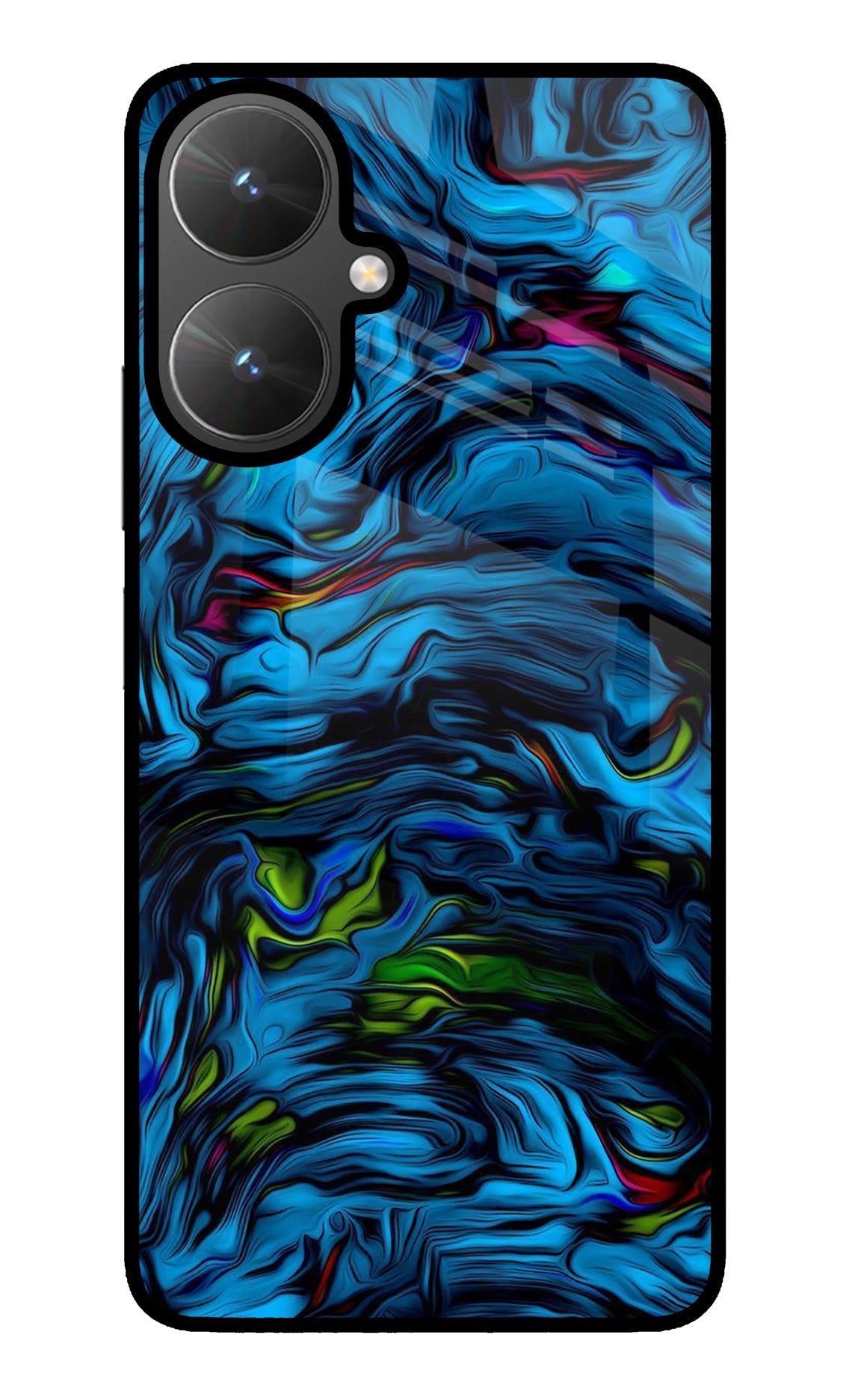 Dark Blue Abstract Poco M6 5G Glass Case