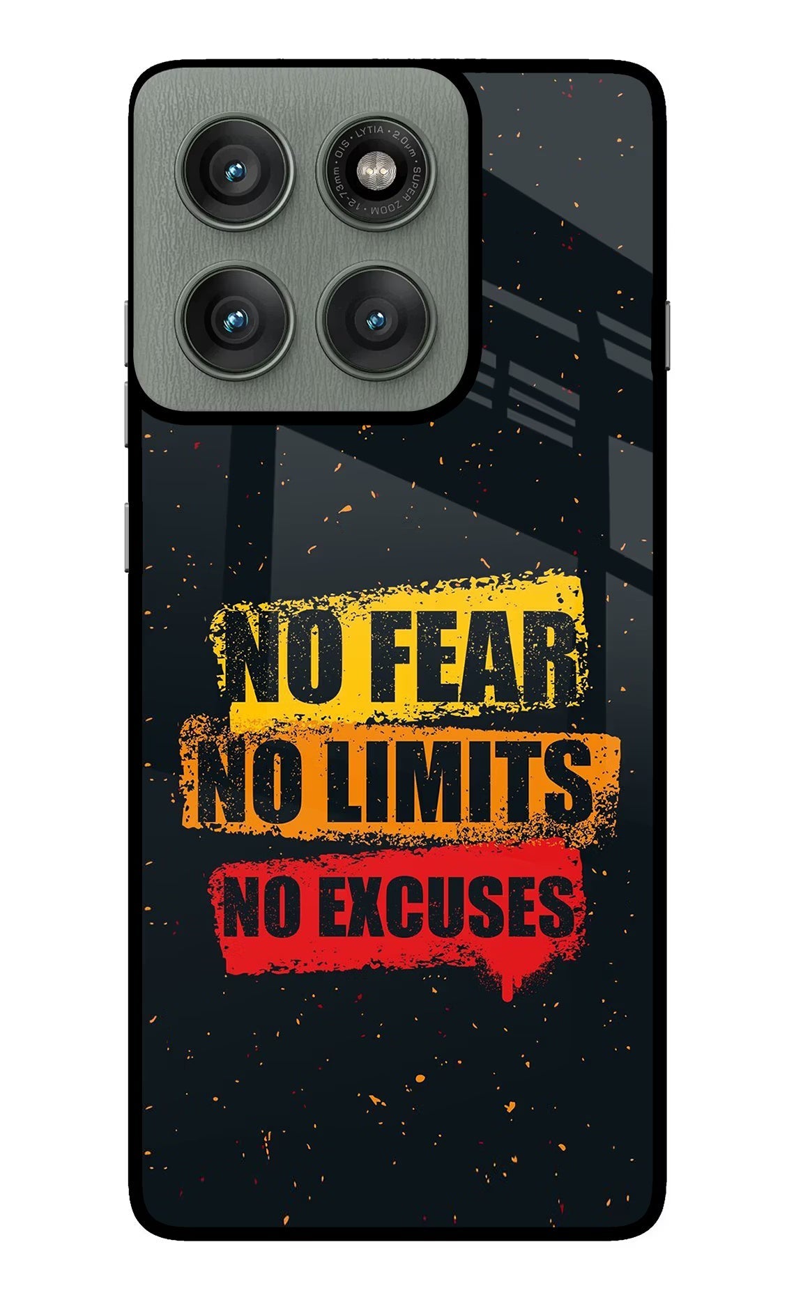 No Fear No Limits No Excuse Moto Edge 60 Pro Glass Case