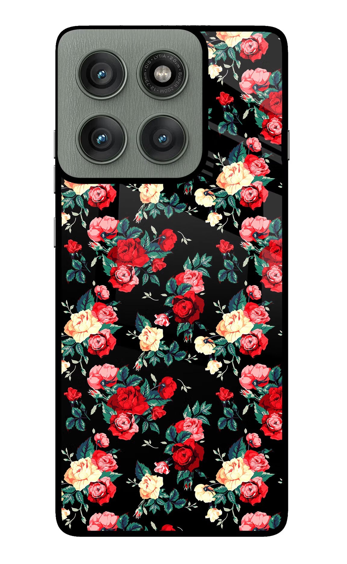 Rose Pattern Moto Edge 60 Pro Glass Case
