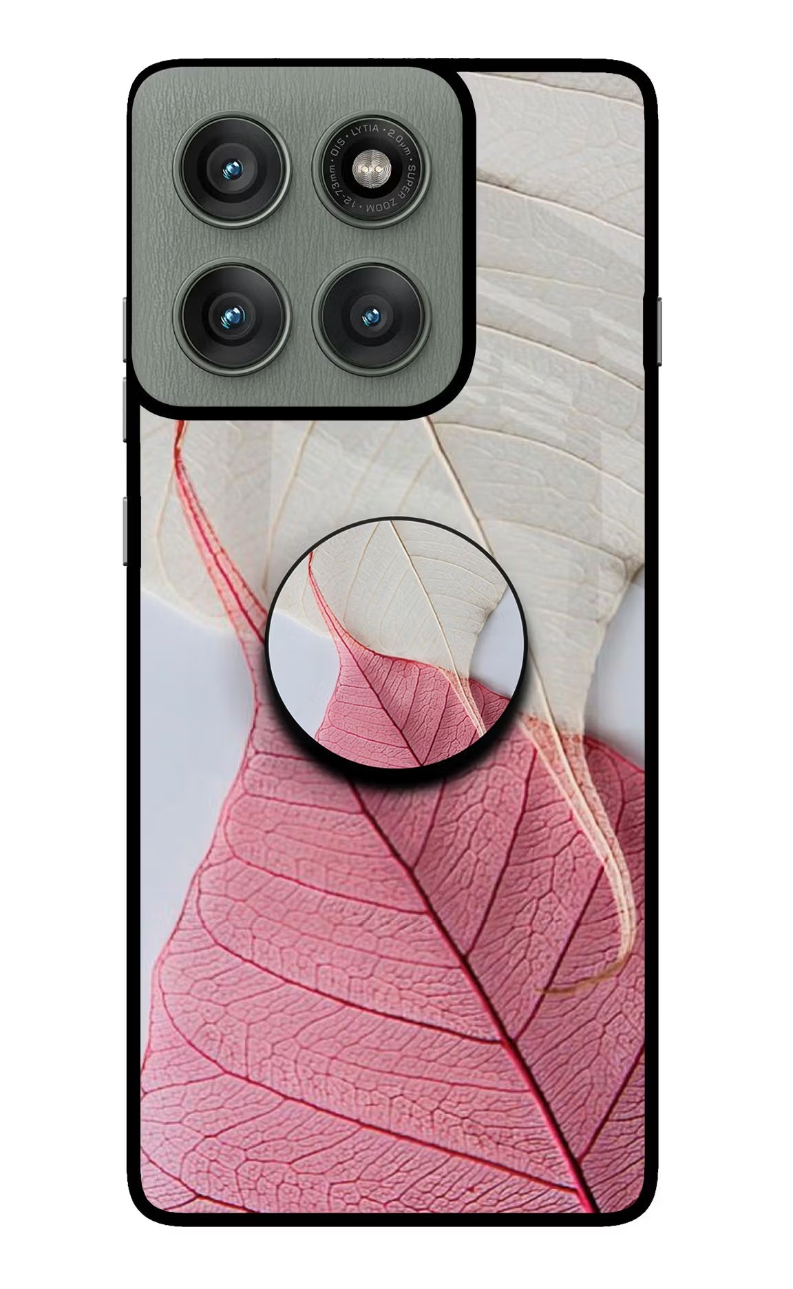 White Pink Leaf Moto Edge 60 Pro Pop Case