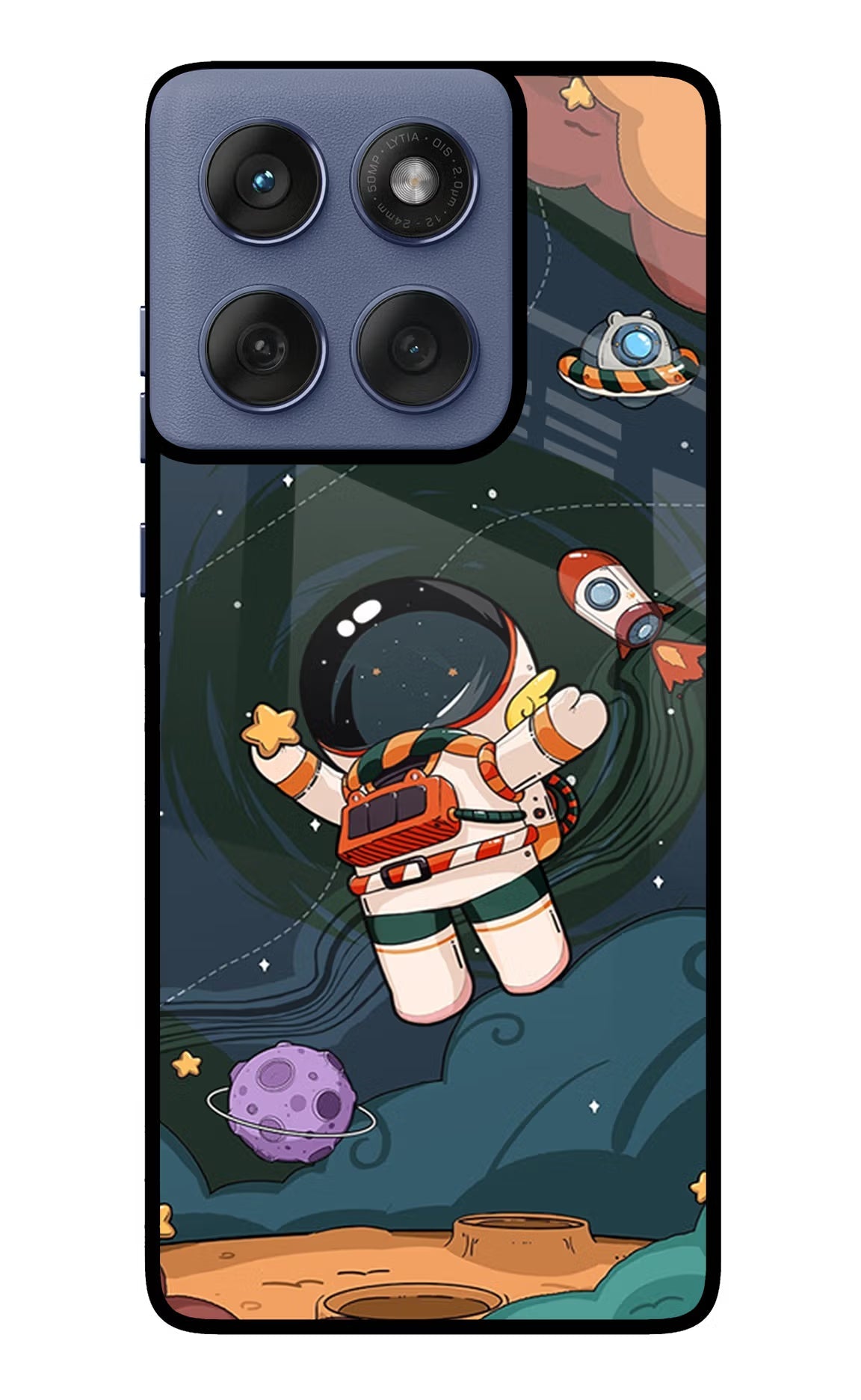 Cartoon Astronaut Moto Edge 60 Fusion Glass Case