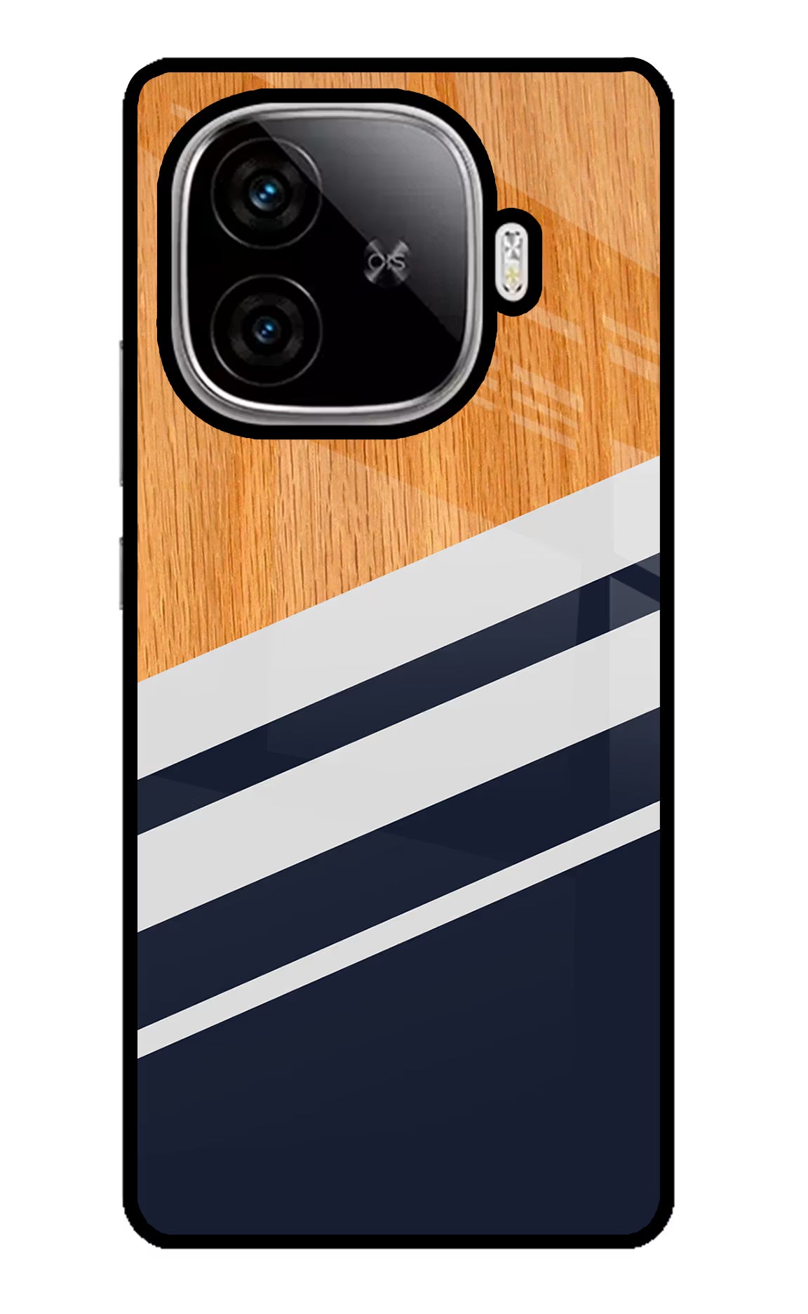 Blue and white wooden iQOO Neo 10R 5G Glass Case