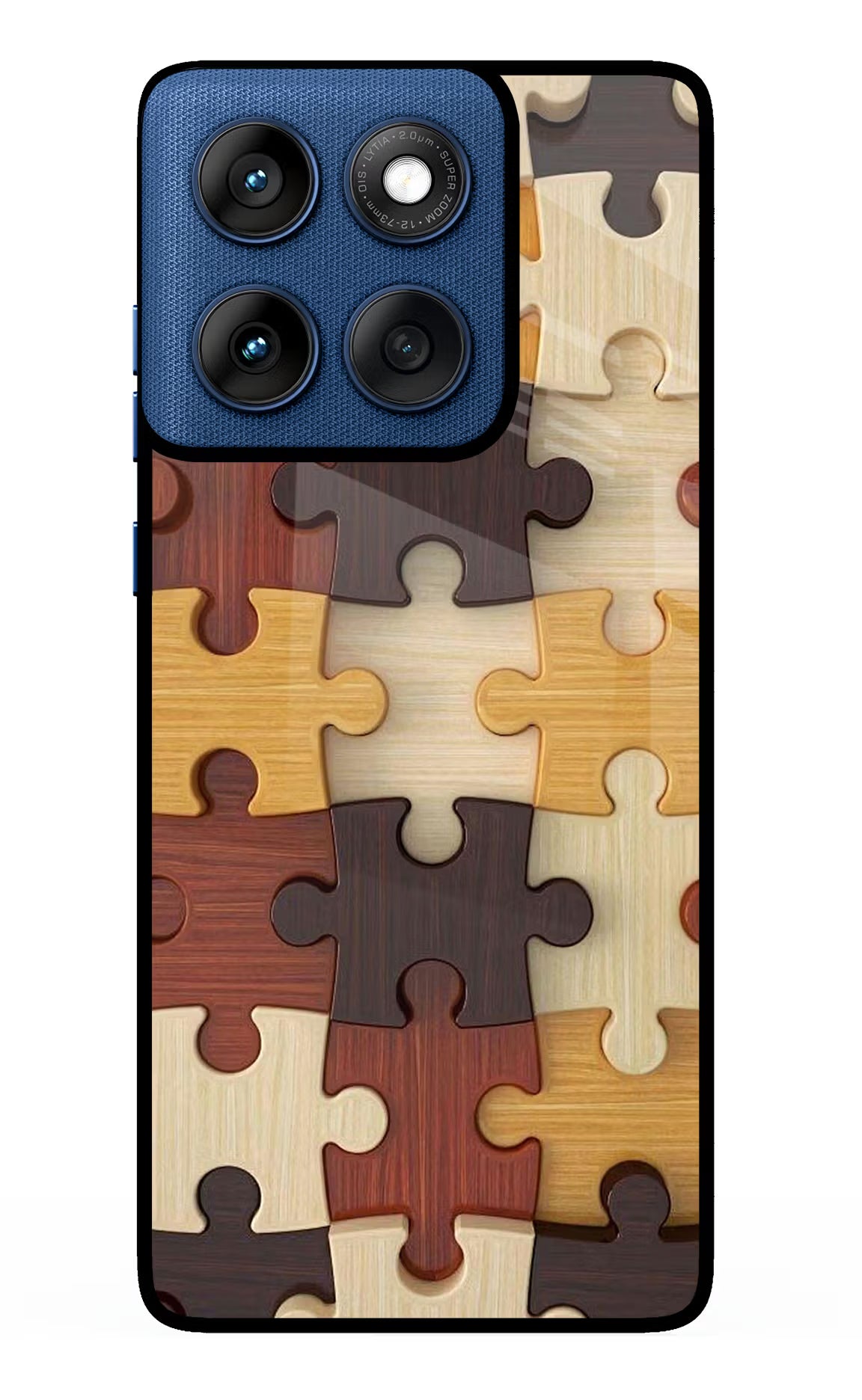 Wooden Puzzle Moto Edge 60 Glass Case