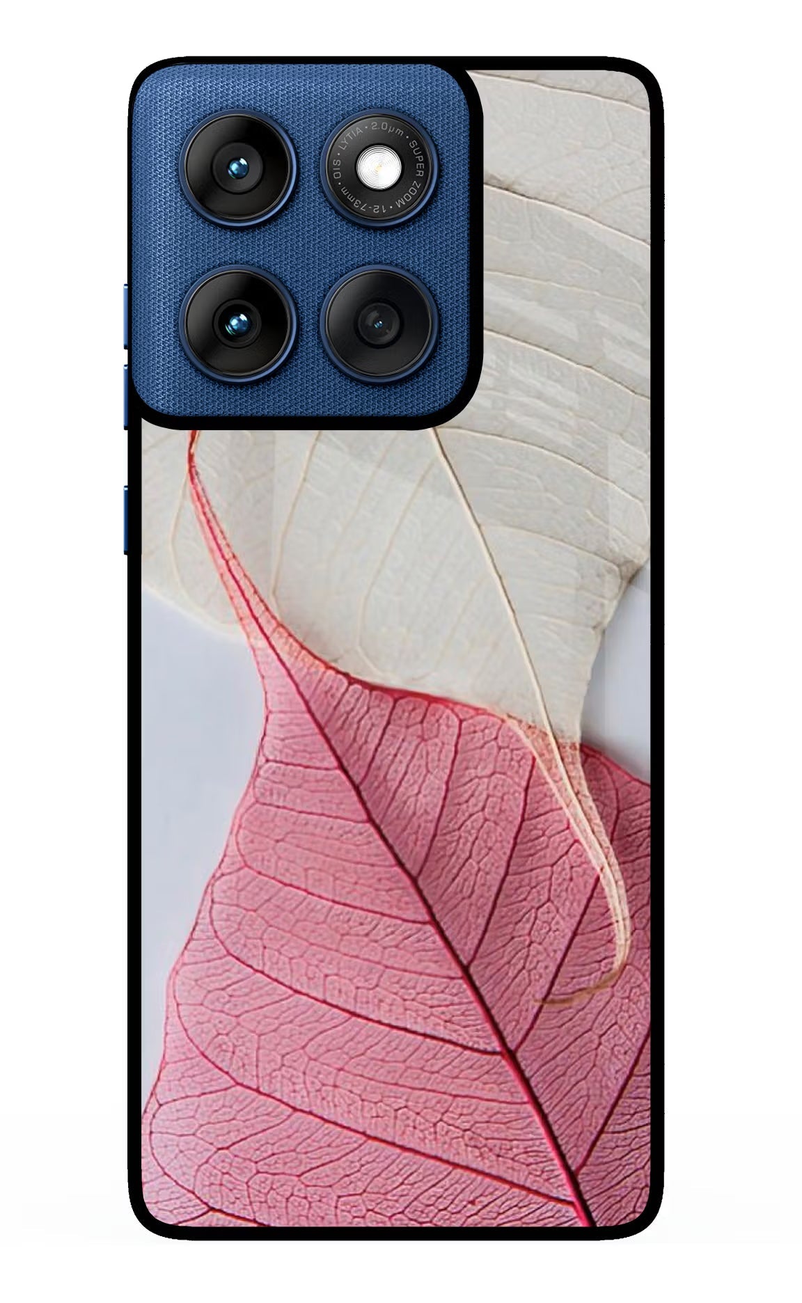 White Pink Leaf Moto Edge 60 Back Cover