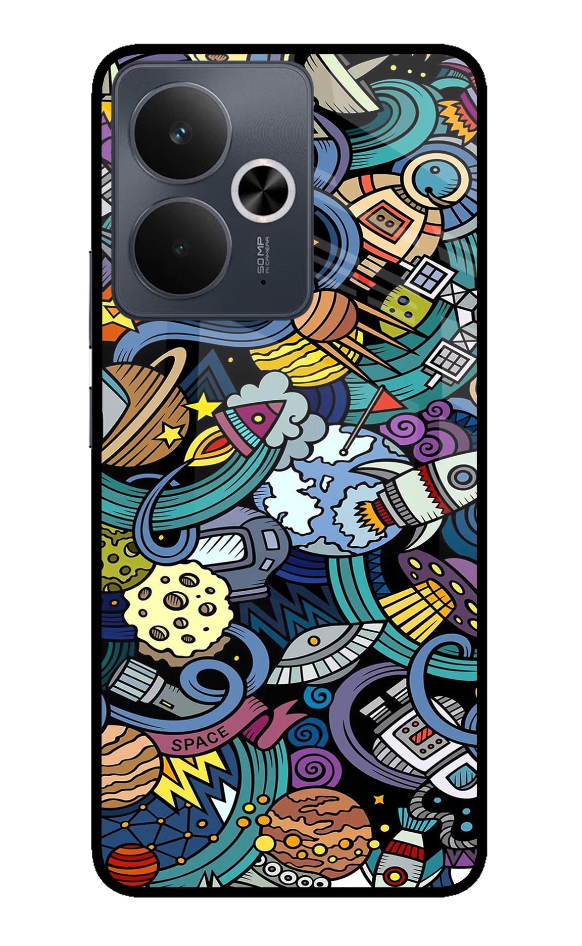 Space Abstract Realme 14T 5G Glass Case