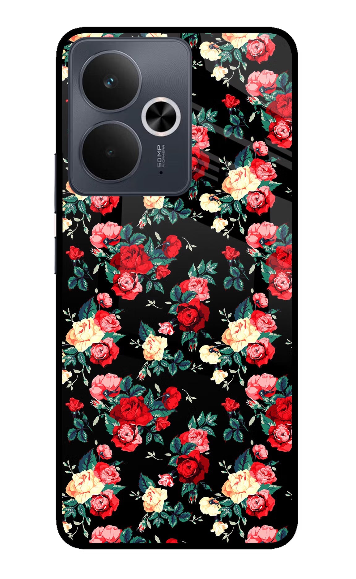 Rose Pattern Realme 14T 5G Glass Case