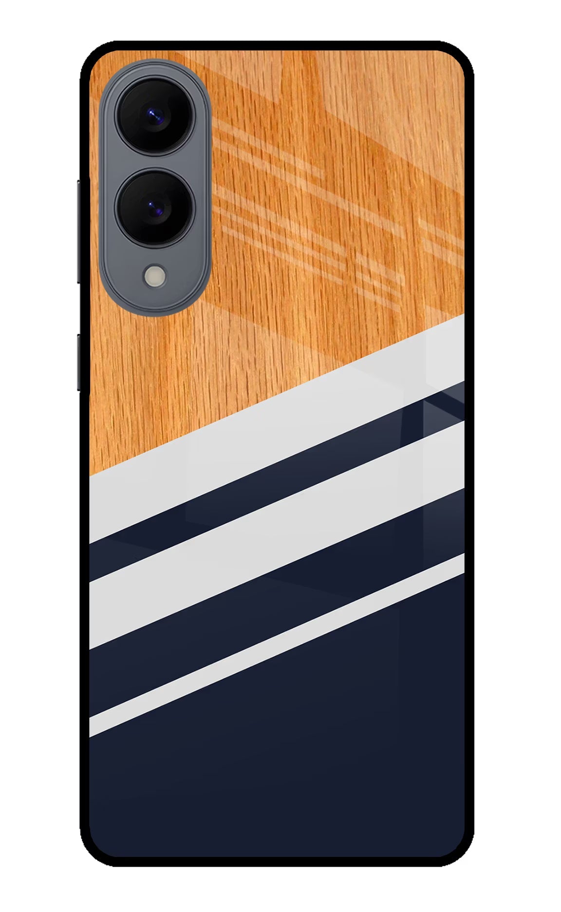 Blue and white wooden Samsung S25 Edge Back Cover