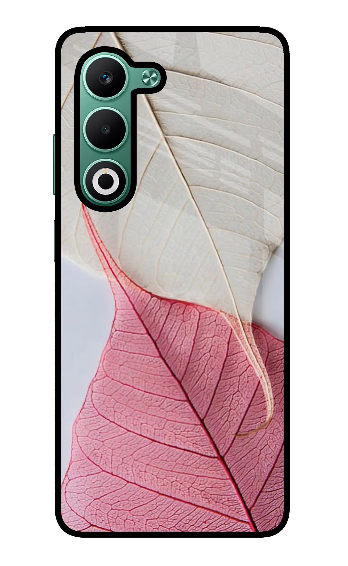 White Pink Leaf Oppo A5 5G Glass Case