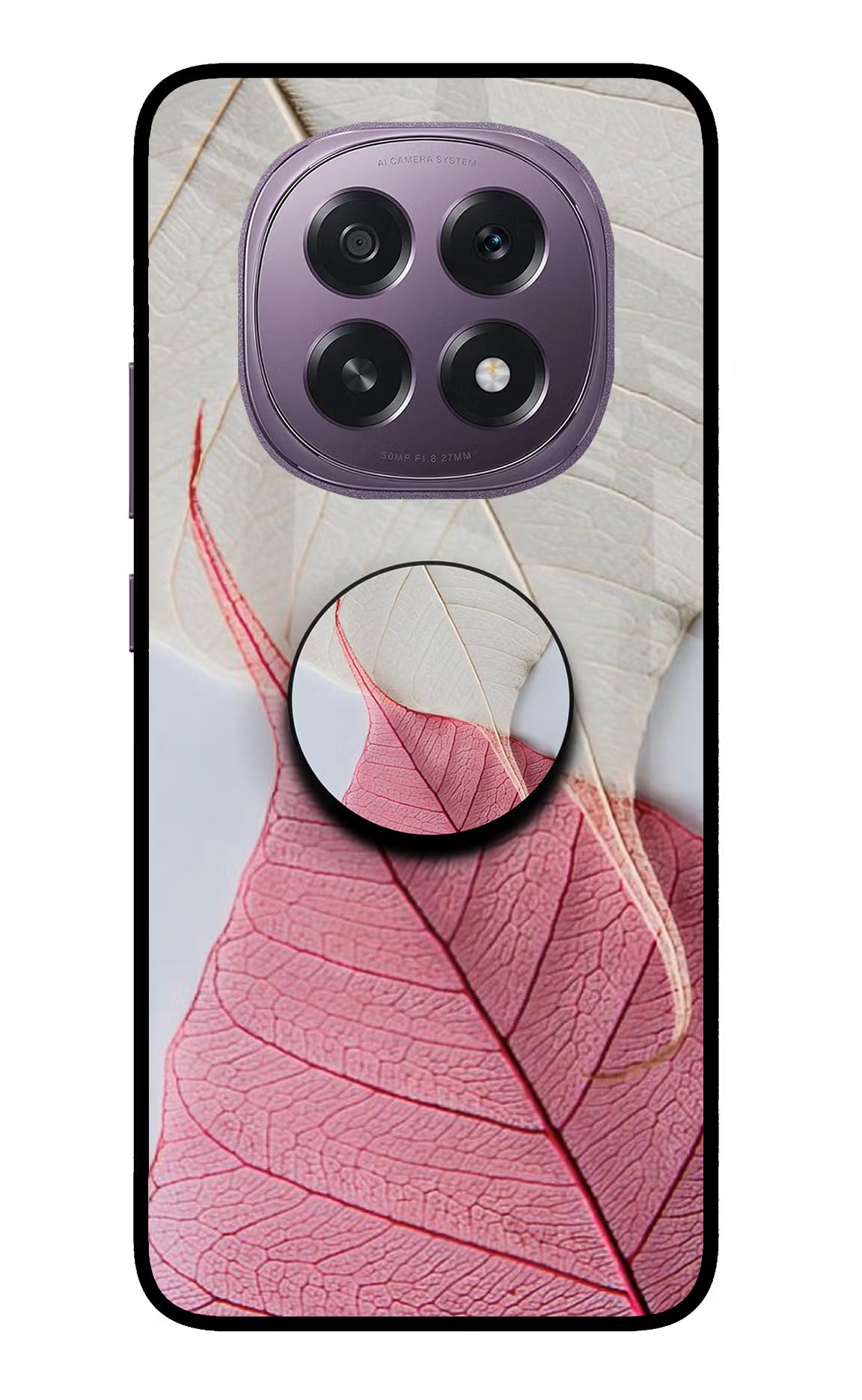 White Pink Leaf Oppo F29 5G Pop Case