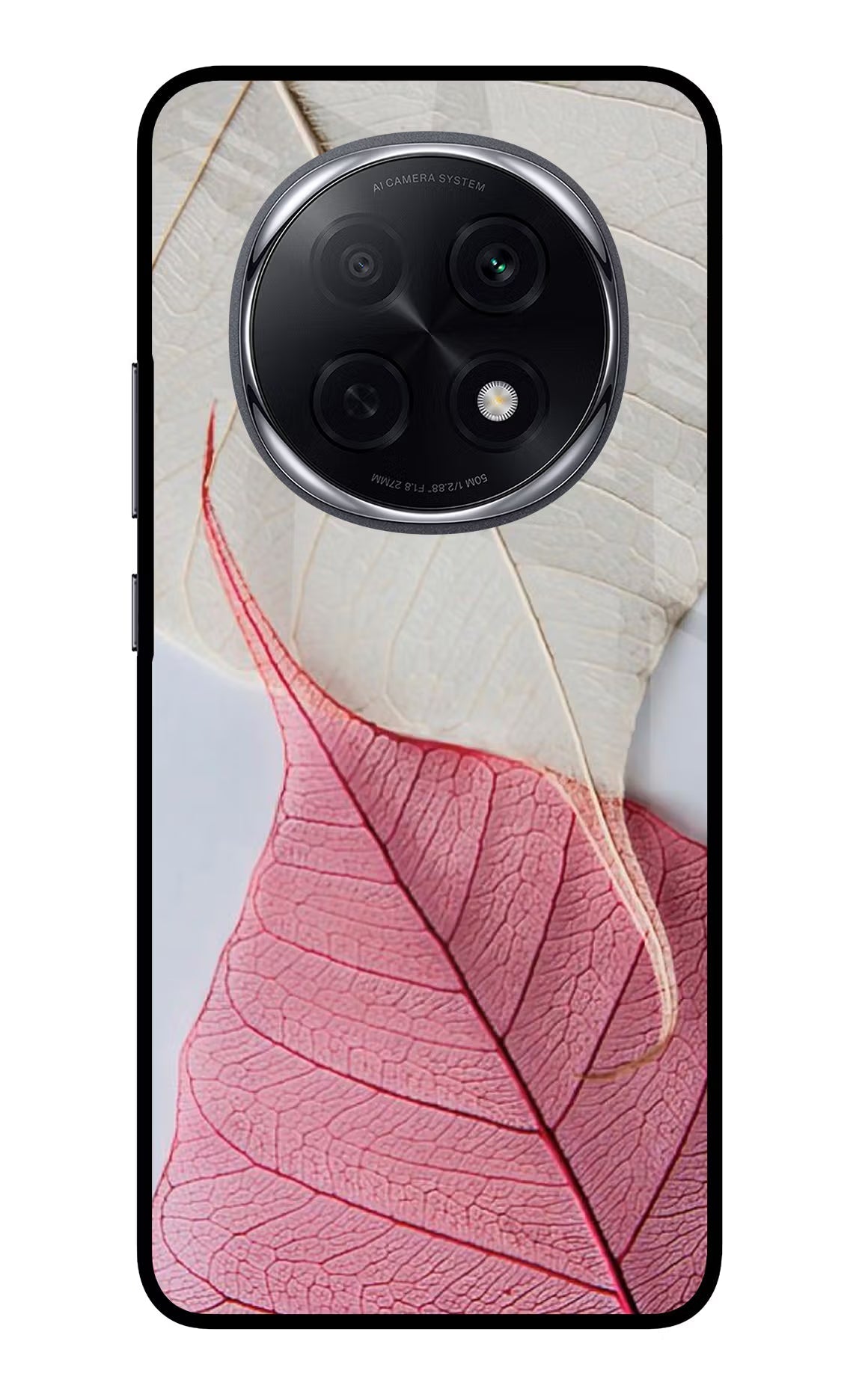 White Pink Leaf Oppo F29 Pro 5G Glass Case