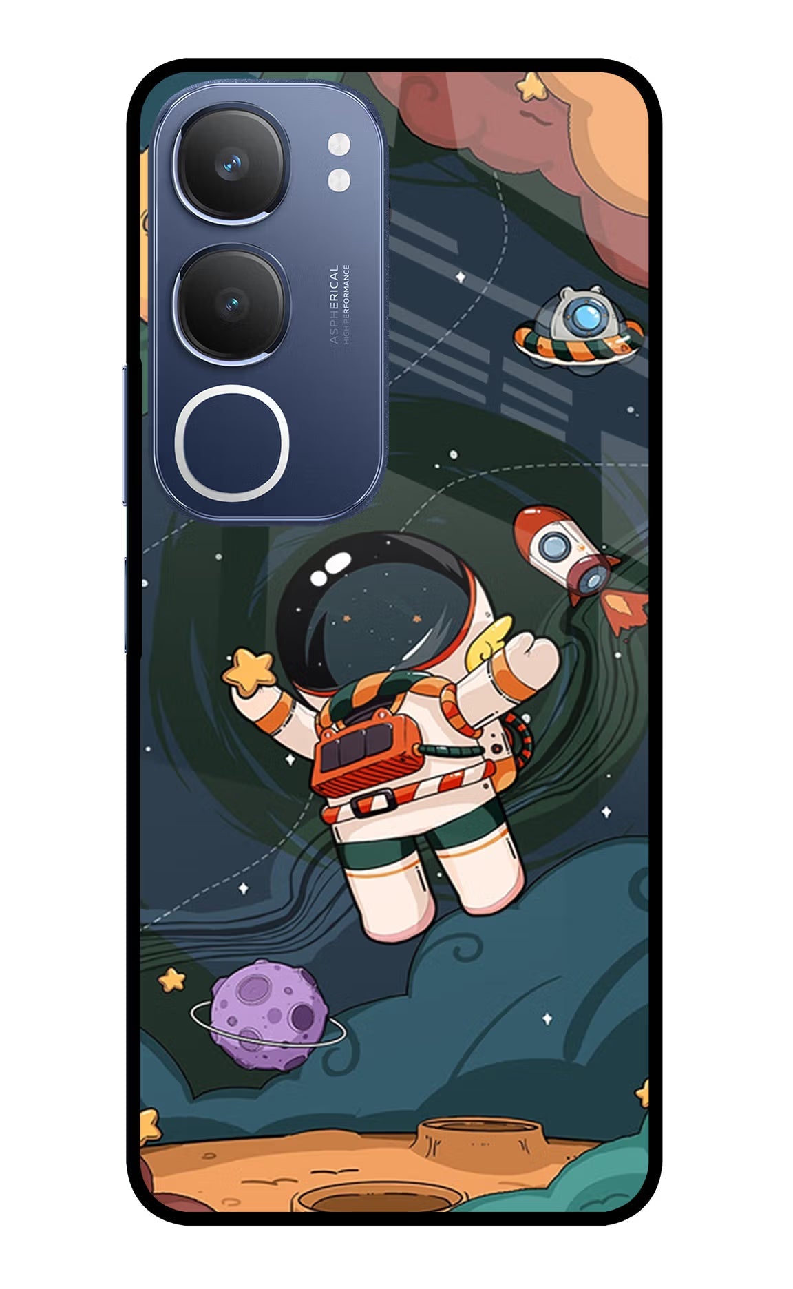 Cartoon Astronaut Vivo Y29 5G Glass Case