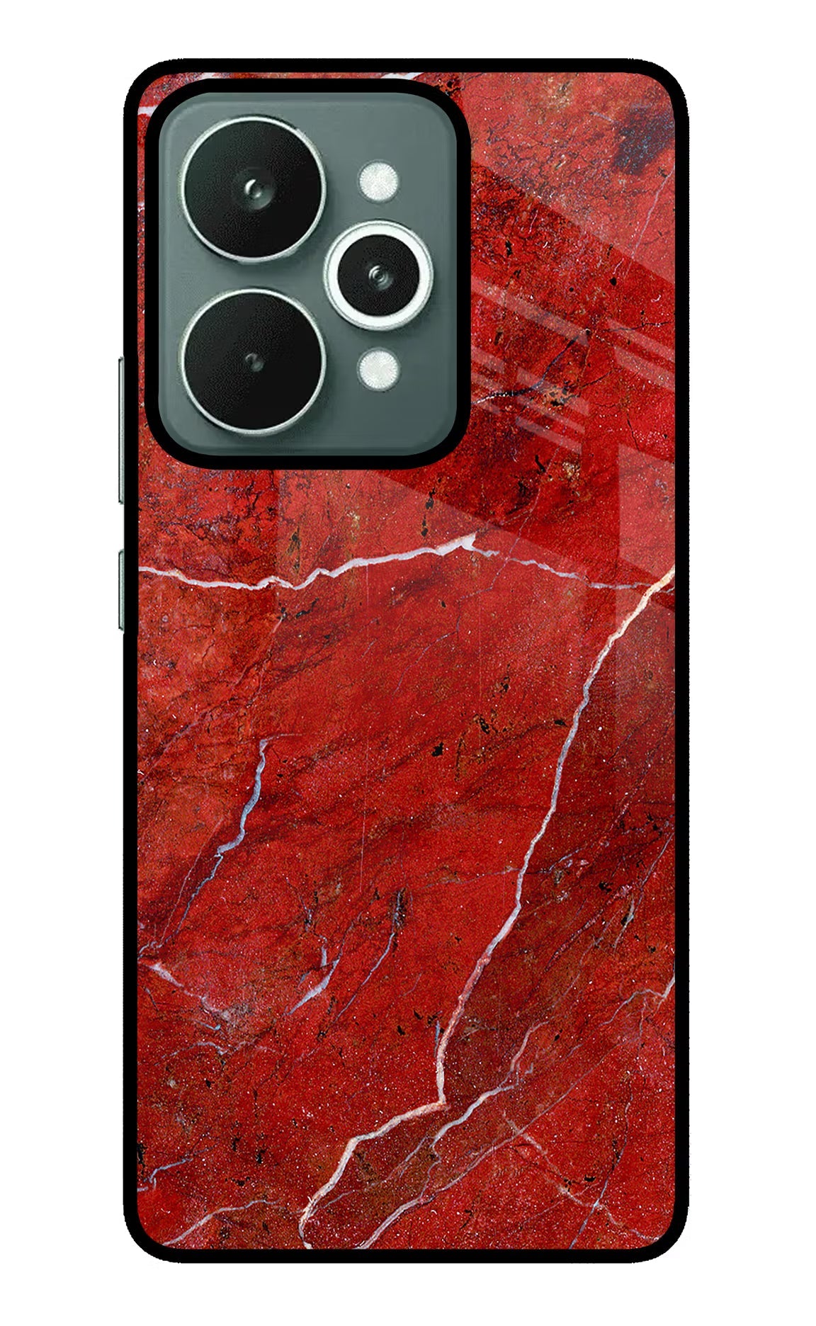 Red Marble Design Realme 15 Glass Case