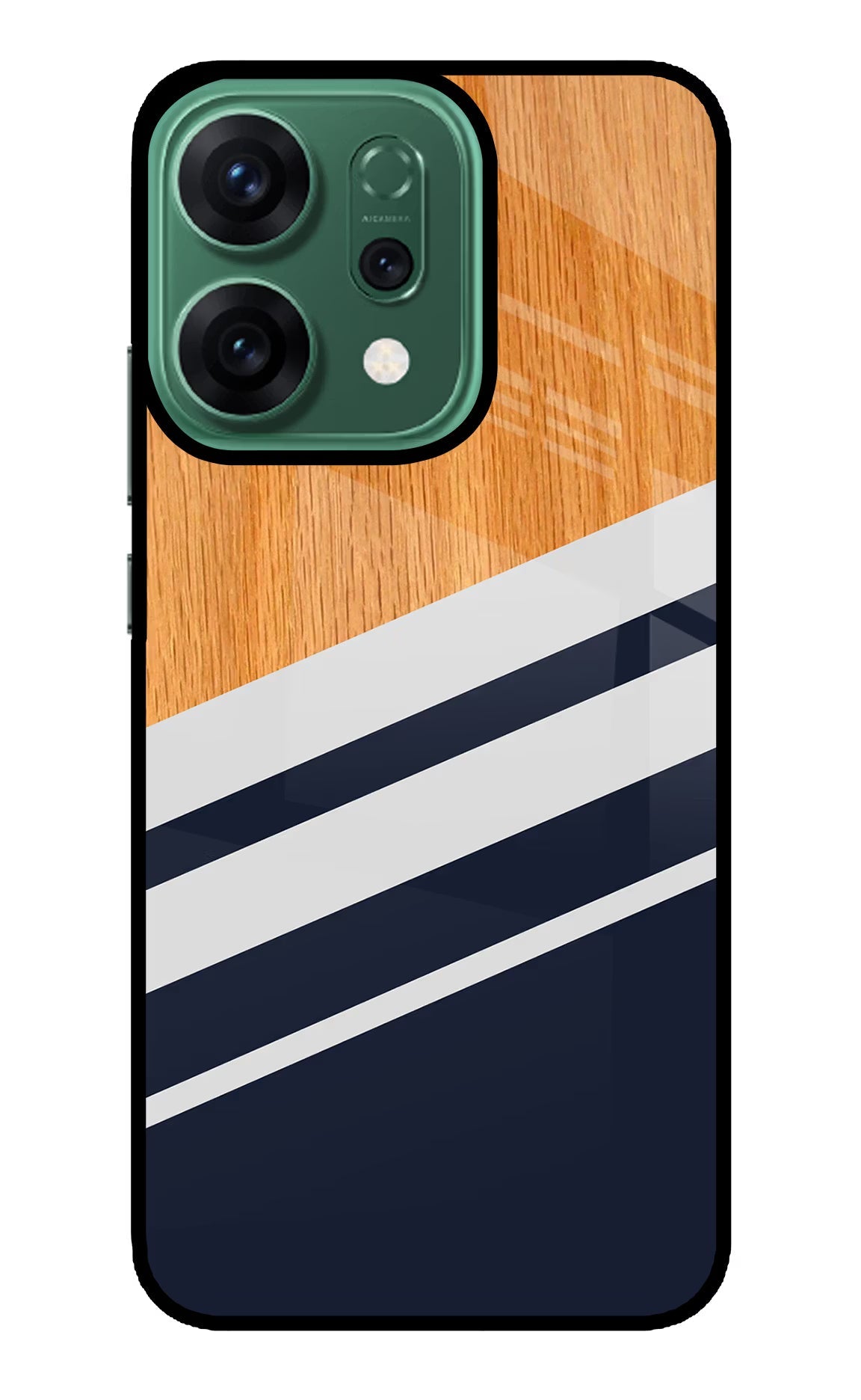 Blue and white wooden Oppo Reno14 5G Glass Case