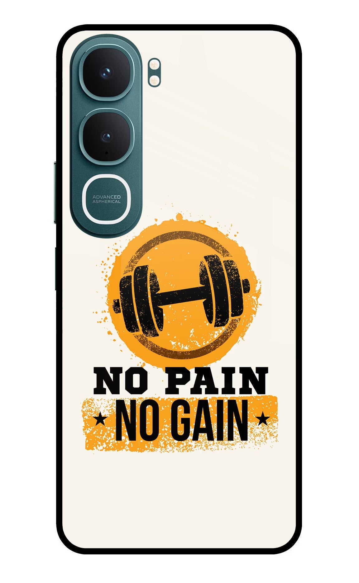 No Pain No Gain Vivo Y31 5G Back Cover Glass Case - Hello Swanky