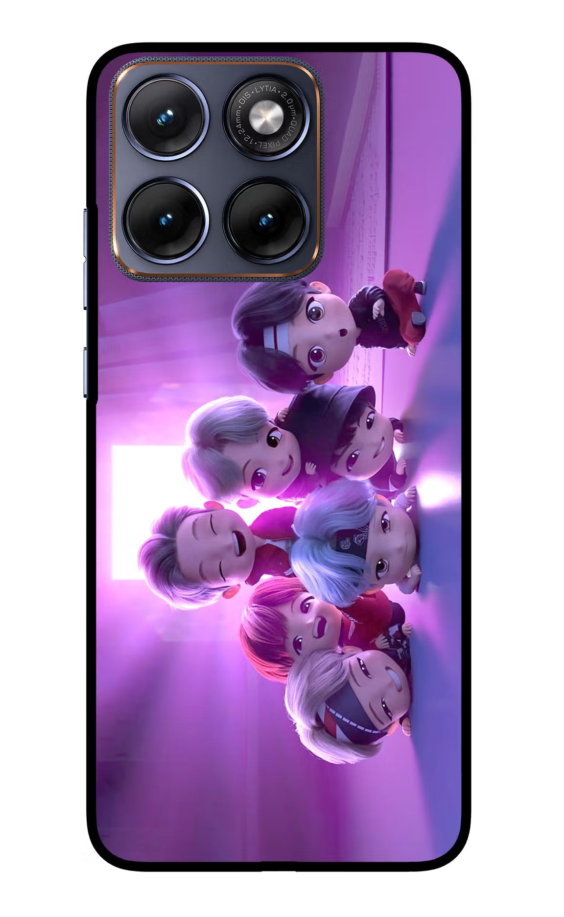 BTS Chibi Moto Edge 70 Fusion Back Cover Glass Case - Hello Swanky