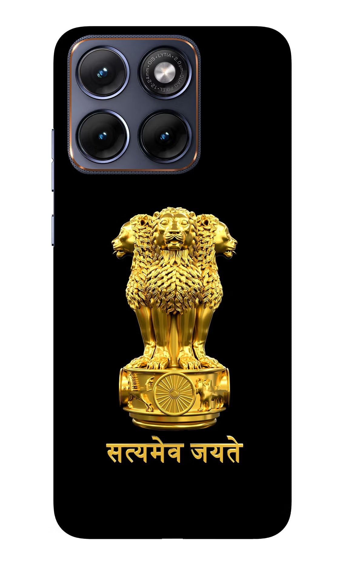 Satyamev Jayate Golden Moto Edge 70 Fusion Back Cover Glass Case - Hello Swanky