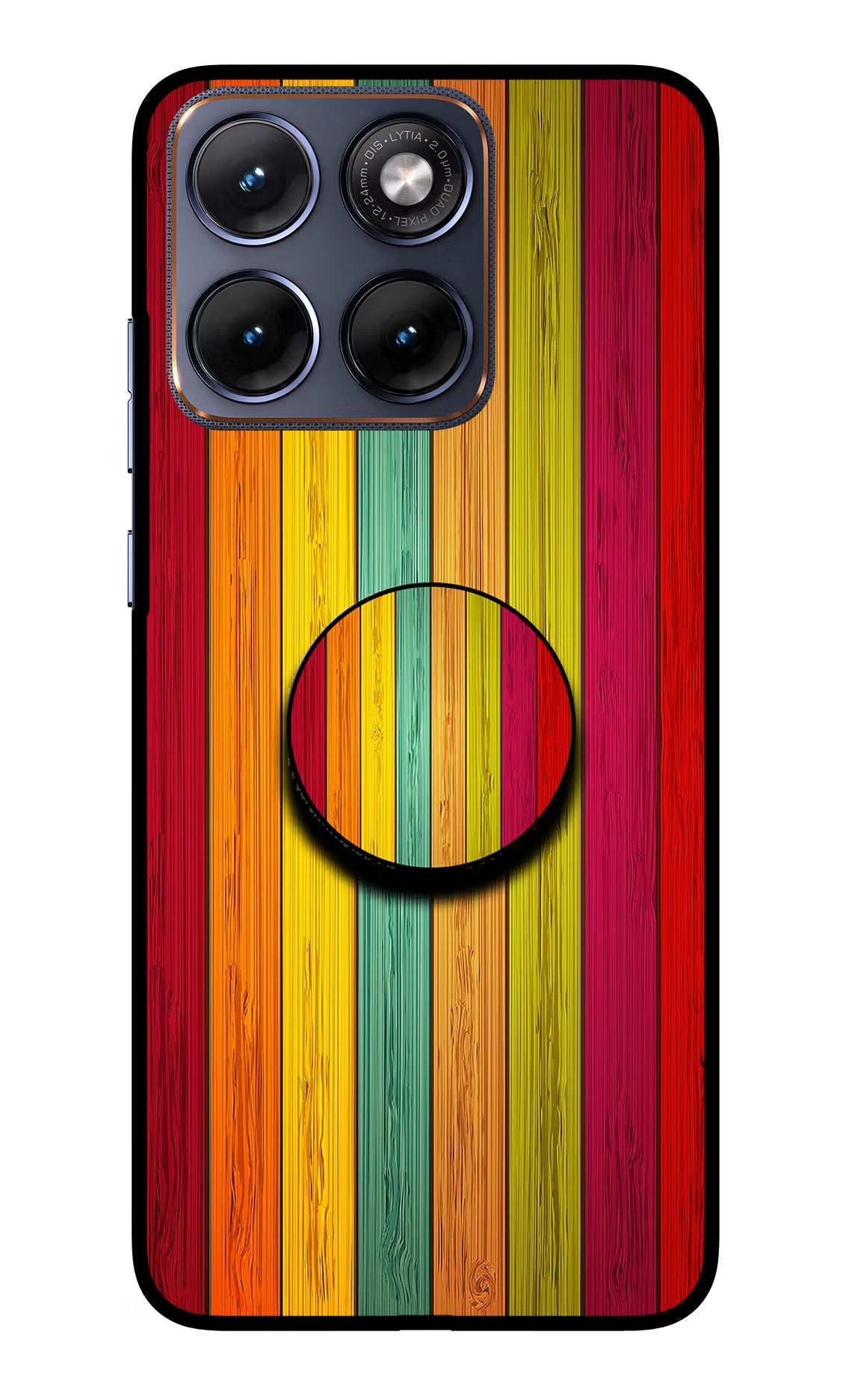 Multicolor Wooden Moto Edge 70 Fusion Back Cover Glass Case - Hello Swanky