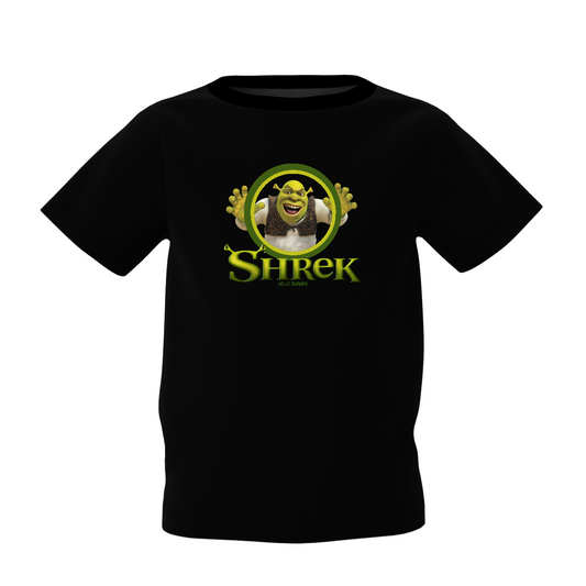 Shrek Cartoon Graphic Kid's Black Printed T-Shirt