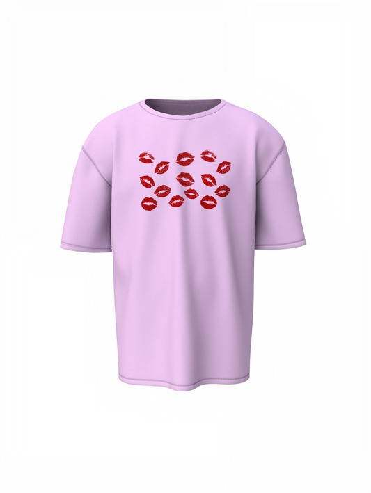 Lipstick Kisses Couple Oversized T-Shirts