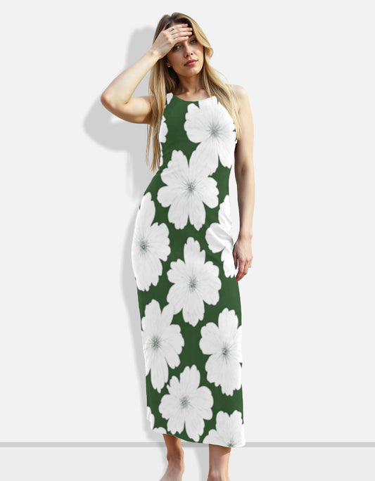 Emerald Bloom Bodycon Dress for Women