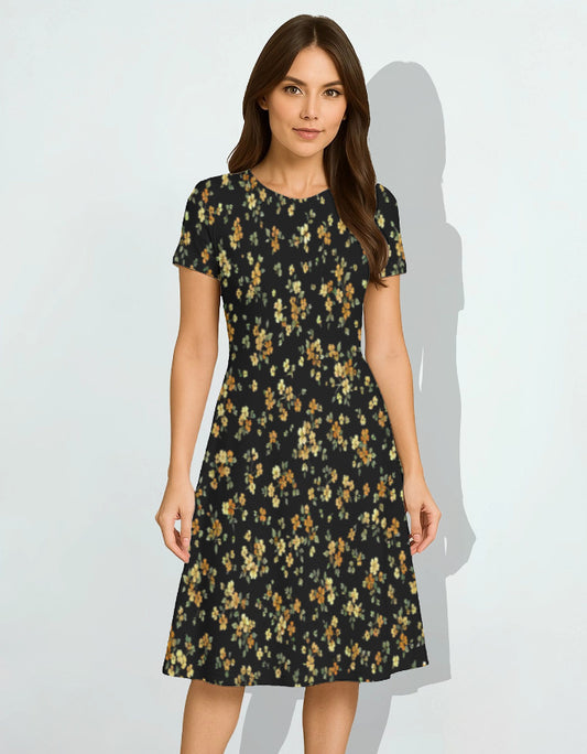 Midnight Floral A-Line Dress for Women