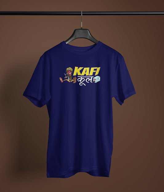 Kafi Cool Unisex Navy Blue Round Neck T-Shirt | Desi Graphic