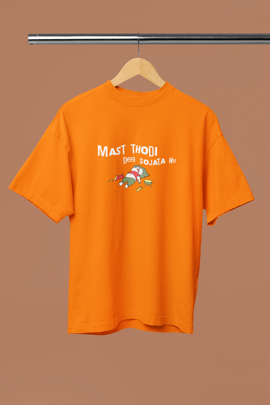 Thodi Der So Jata Hu Graphic Orange Oversized Unisex T-Shirt